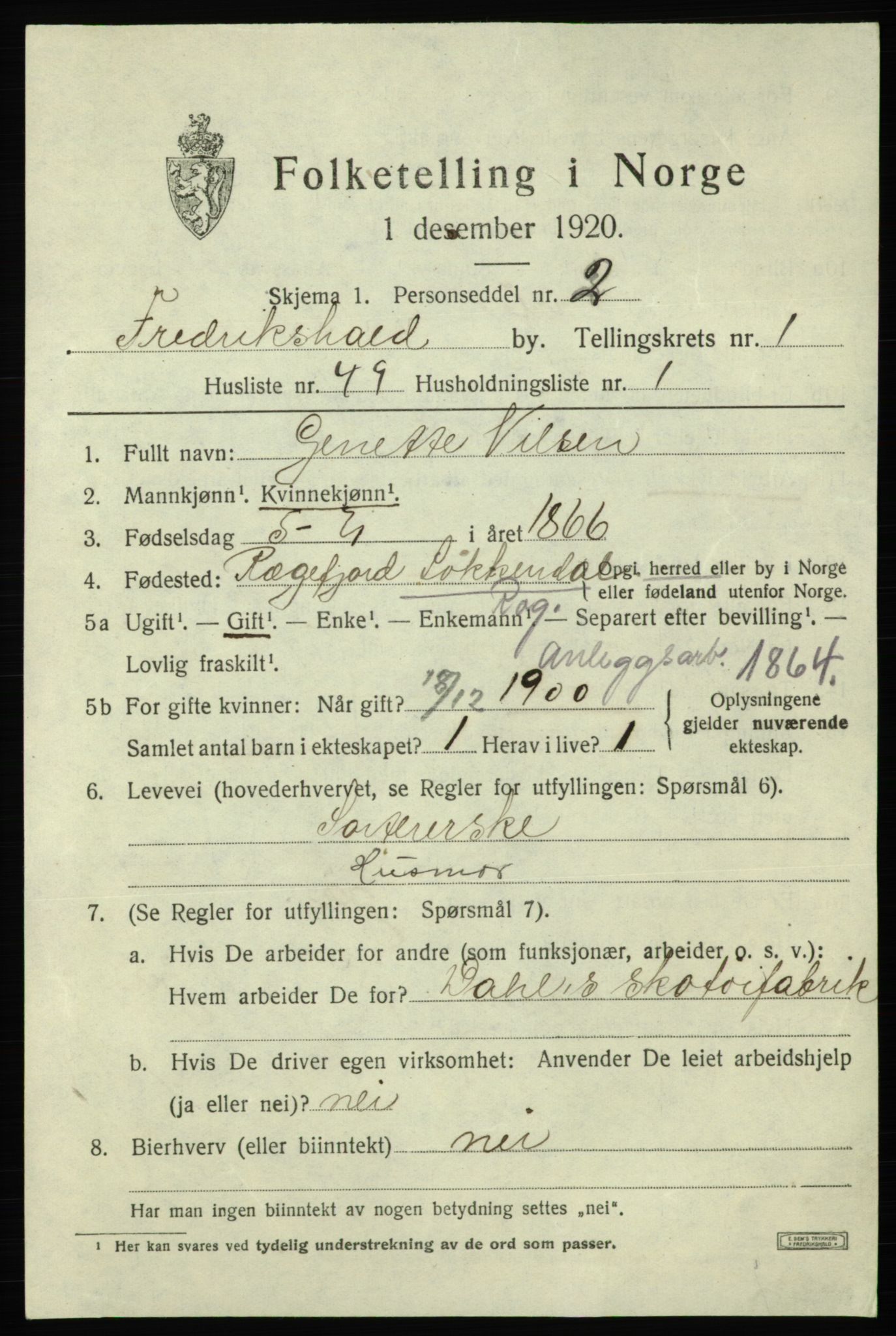 SAO, 1920 census for Fredrikshald, 1920, p. 9025