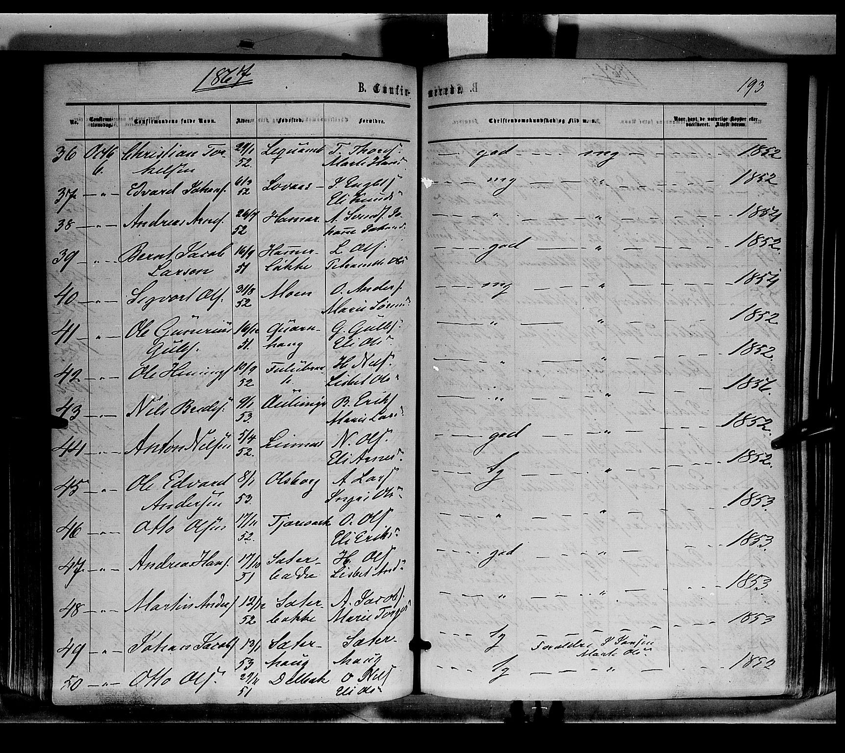 Sør-Odal prestekontor, AV/SAH-PREST-030/H/Ha/Haa/L0003: Parish register (official) no. 3, 1864-1870, p. 193