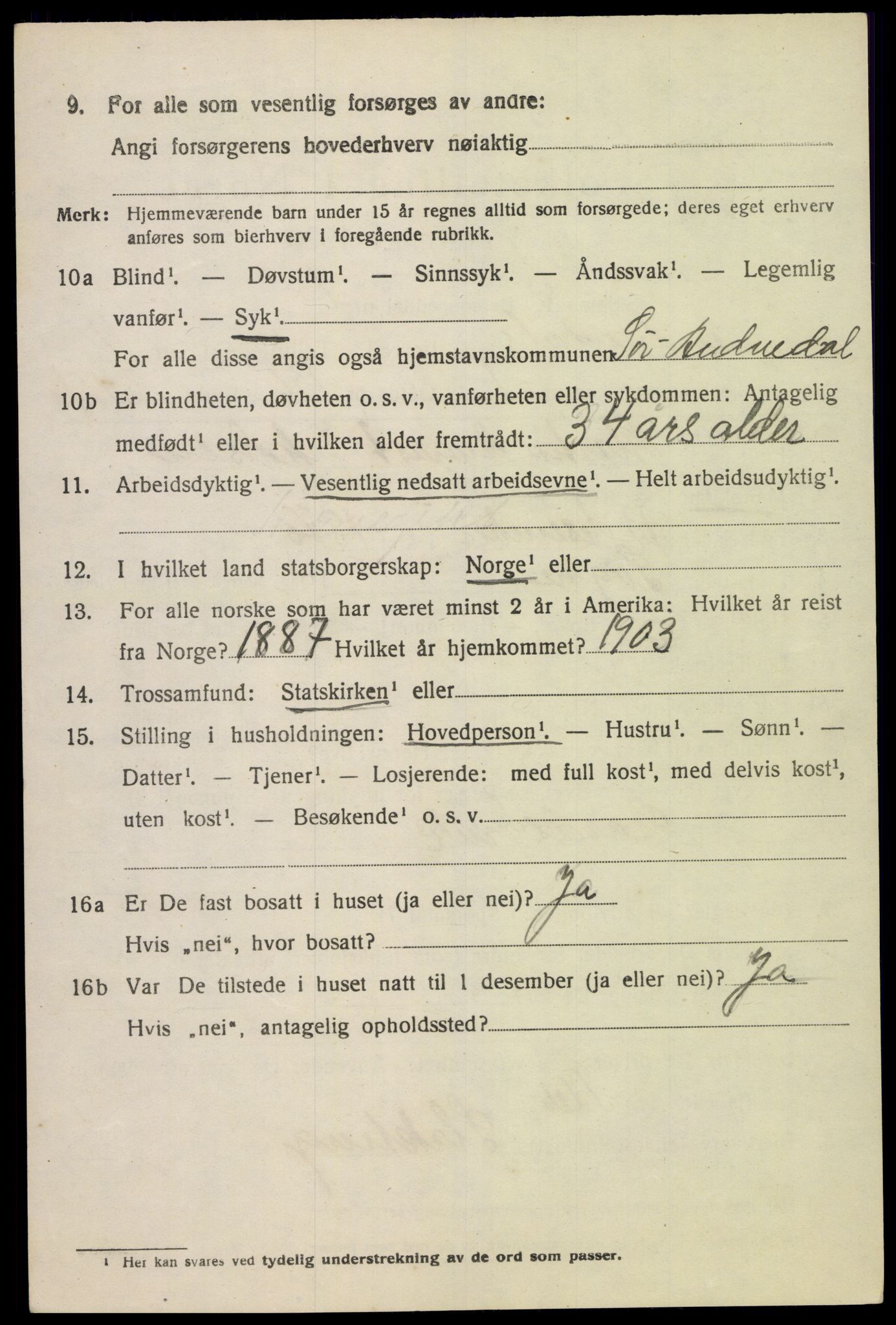 SAK, 1920 census for Sør-Audnedal, 1920, p. 4244