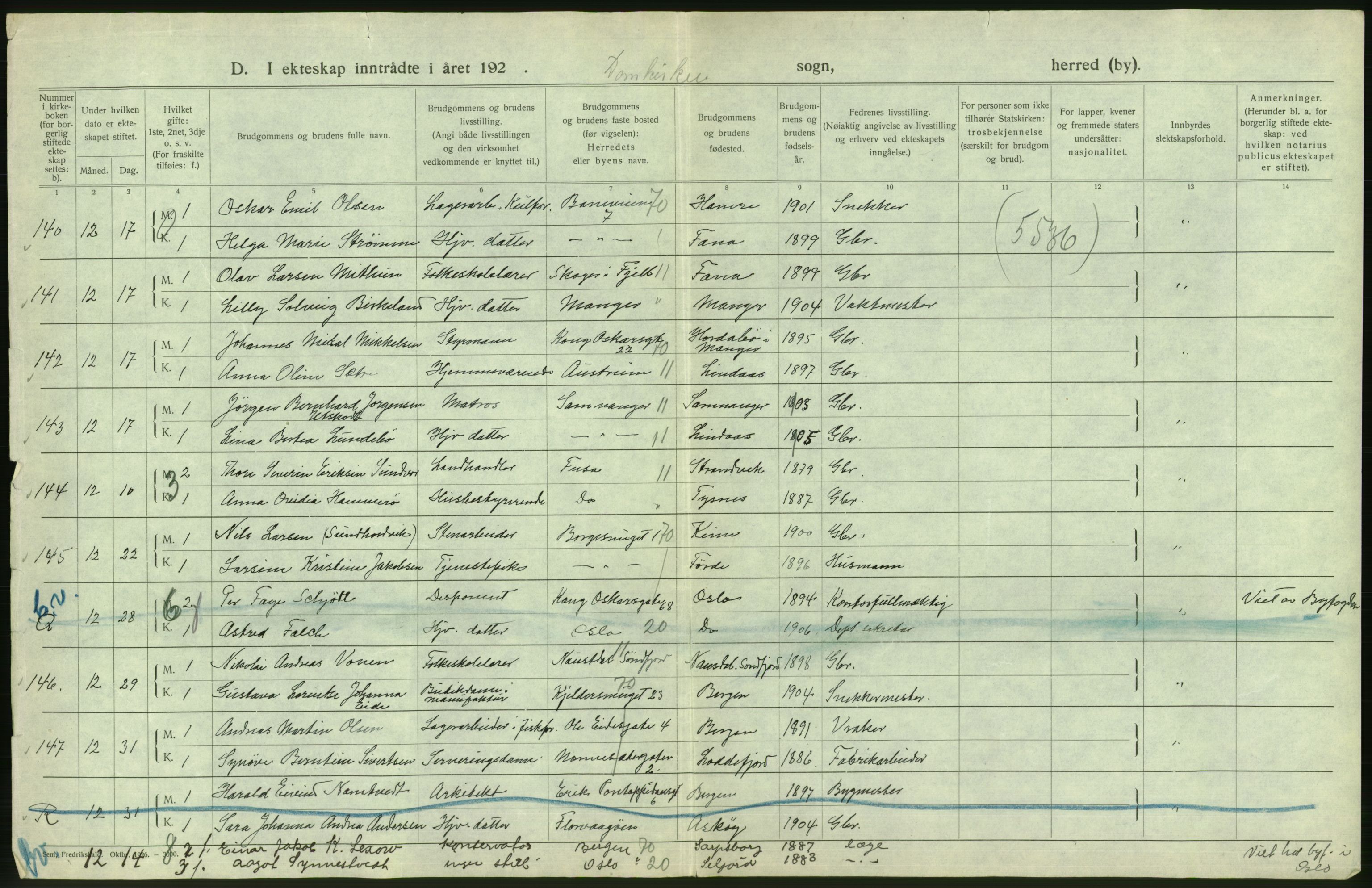 Statistisk sentralbyrå, Sosiodemografiske emner, Befolkning, RA/S-2228/D/Df/Dfc/Dfcg/L0028: Bergen: Gifte, døde., 1927, p. 38