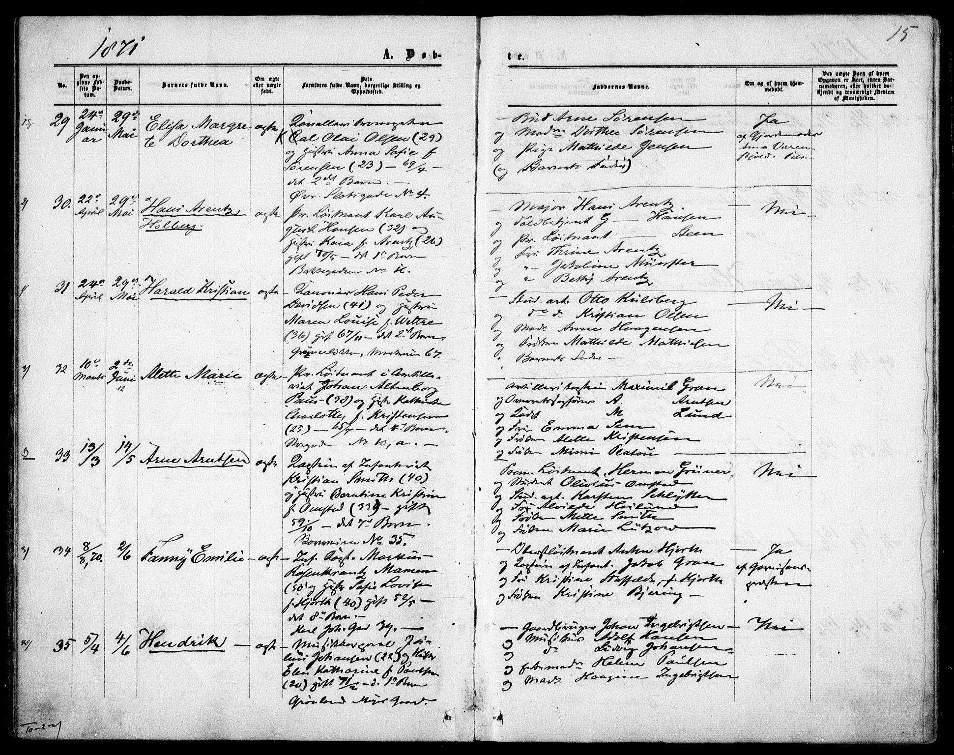 Garnisonsmenigheten Kirkebøker, SAO/A-10846/F/Fa/L0011: Parish register (official) no. 11, 1870-1880, p. 15