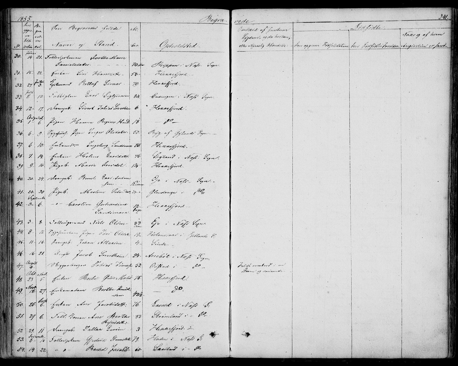 Flekkefjord sokneprestkontor, SAK/1111-0012/F/Fb/Fbc/L0005: Parish register (copy) no. B 5, 1846-1866, p. 341