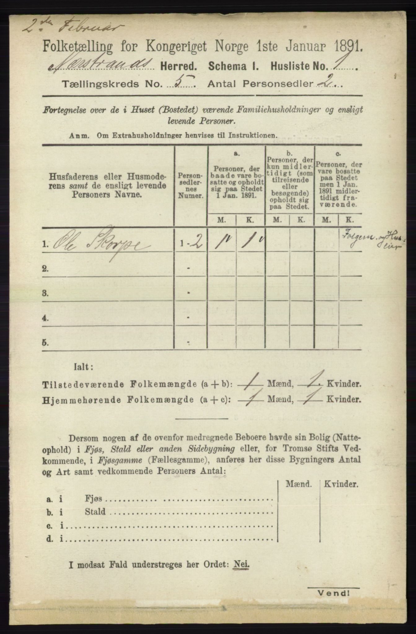RA, 1891 census for 1139 Nedstrand, 1891, p. 764