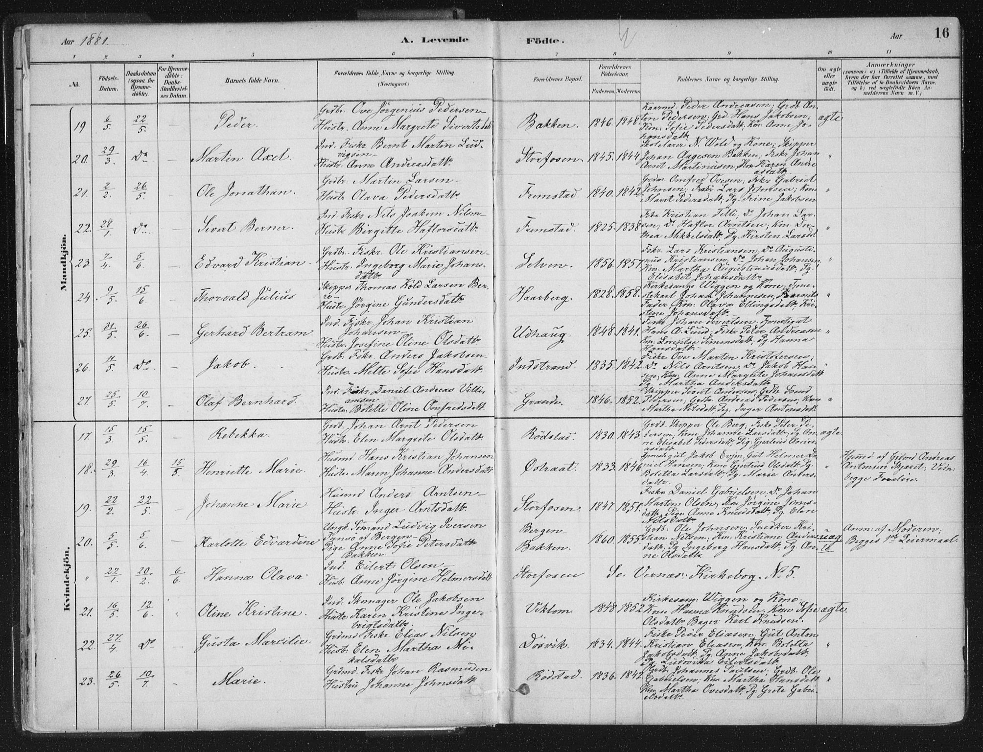 Ministerialprotokoller, klokkerbøker og fødselsregistre - Sør-Trøndelag, SAT/A-1456/659/L0739: Parish register (official) no. 659A09, 1879-1893, p. 16