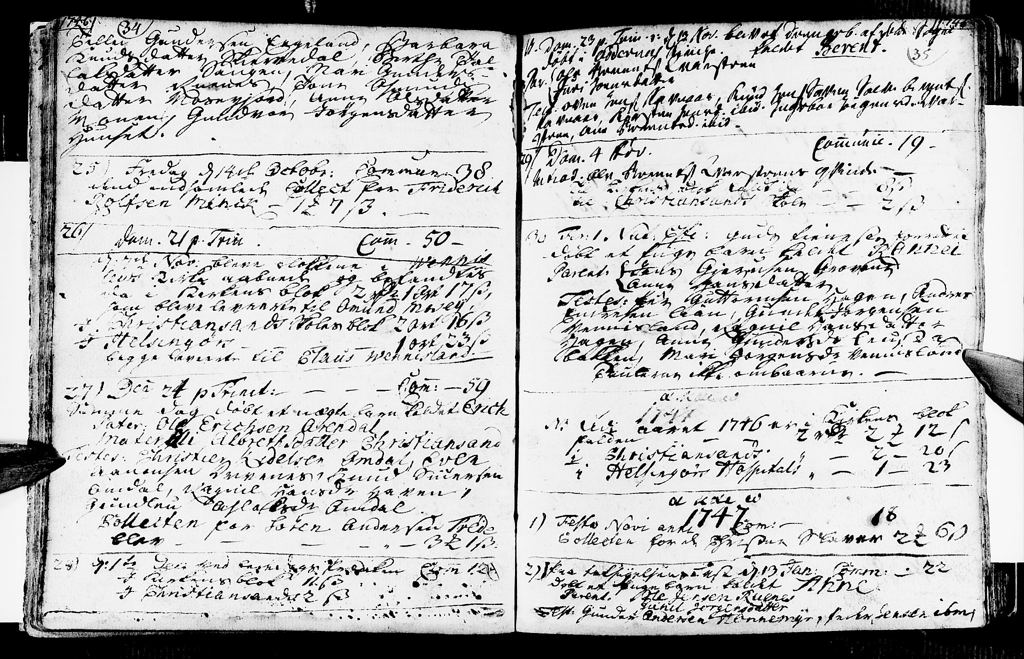 Vennesla sokneprestkontor, AV/SAK-1111-0045/Fa/Fab/L0001: Parish register (official) no. A 1, 1741-1794, p. 34-35