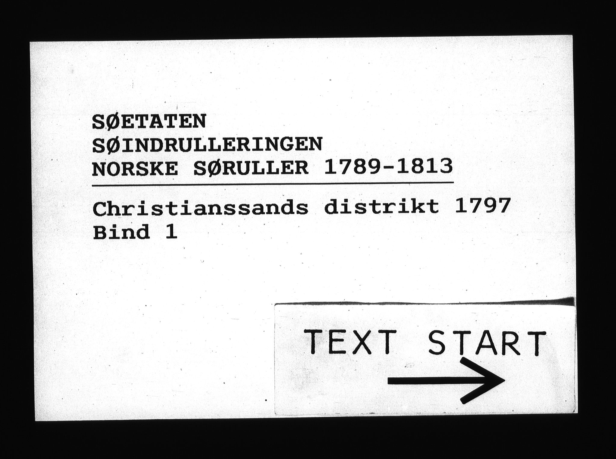 Sjøetaten, AV/RA-EA-3110/F/L0029: Kristiansand distrikt, bind 1, 1797