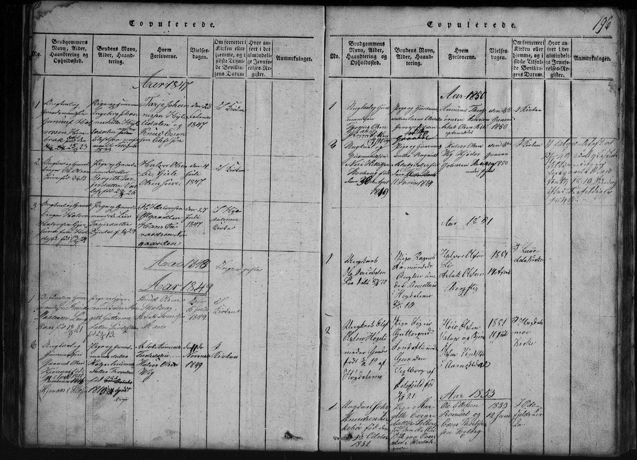 Rauland kirkebøker, SAKO/A-292/G/Gb/L0001: Parish register (copy) no. II 1, 1815-1886, p. 196