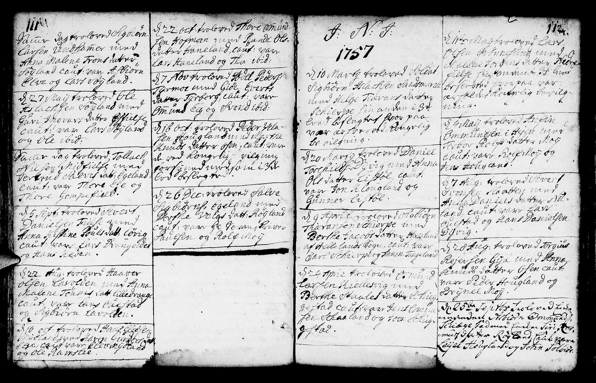 Lund sokneprestkontor, AV/SAST-A-101809/S06/L0002: Parish register (official) no. A 2, 1738-1760, p. 111-112