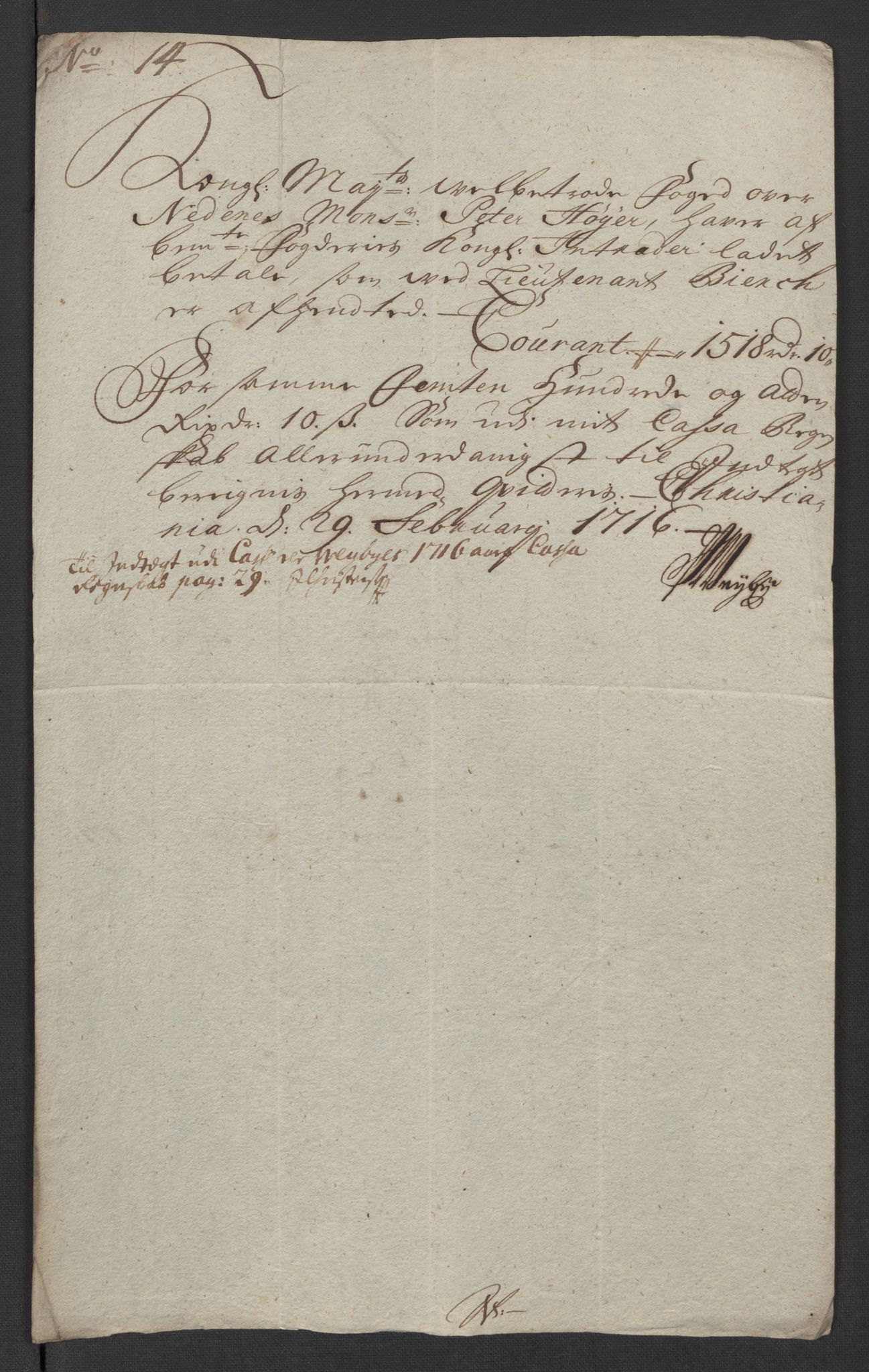 Rentekammeret inntil 1814, Reviderte regnskaper, Fogderegnskap, RA/EA-4092/R39/L2325: Fogderegnskap Nedenes, 1716, p. 339