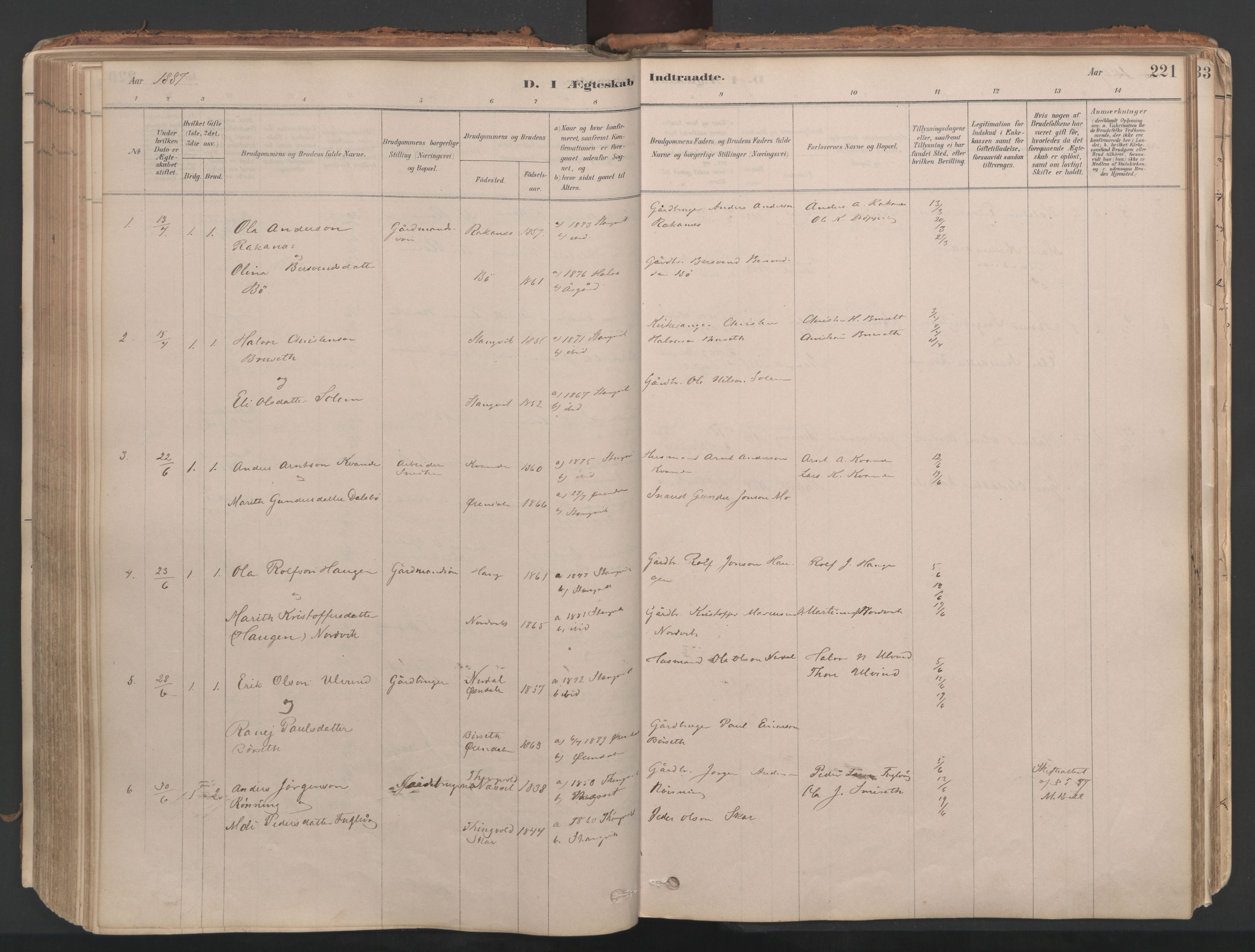 Ministerialprotokoller, klokkerbøker og fødselsregistre - Møre og Romsdal, AV/SAT-A-1454/592/L1029: Parish register (official) no. 592A07, 1879-1902, p. 221