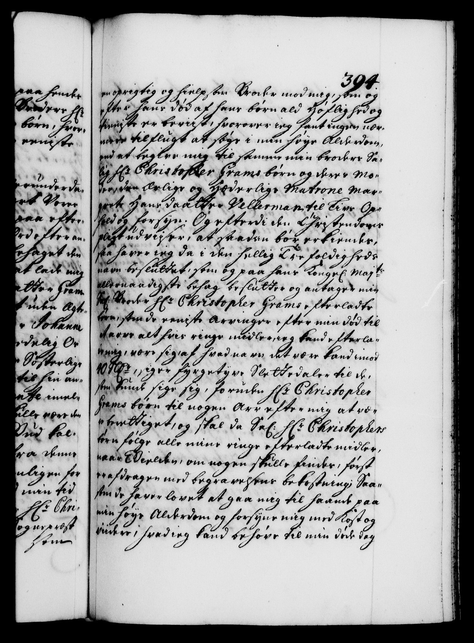 Danske Kanselli 1572-1799, AV/RA-EA-3023/F/Fc/Fca/Fcaa/L0019: Norske registre, 1704-1707, p. 394a