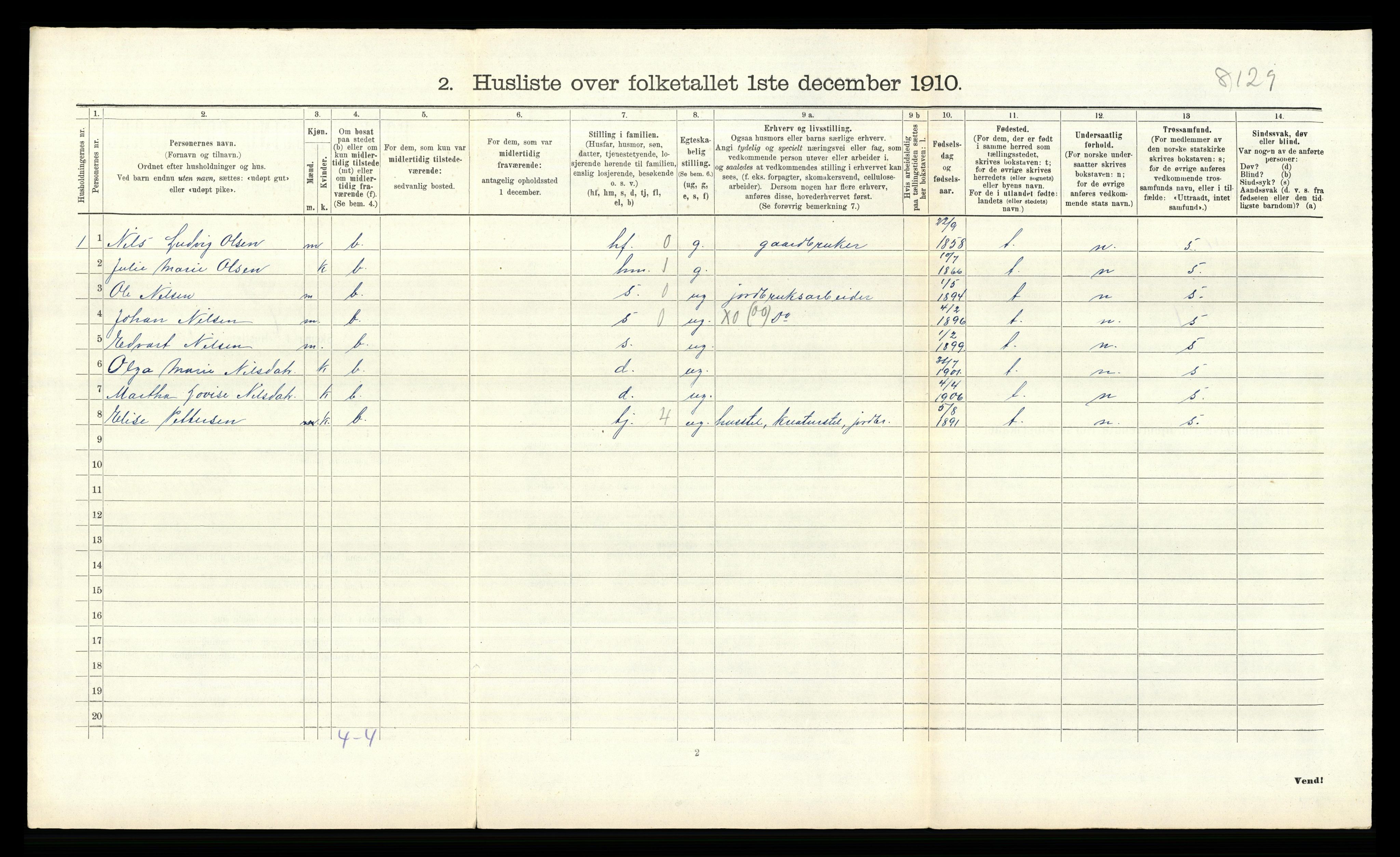 RA, 1910 census for Onsøy, 1910, p. 438