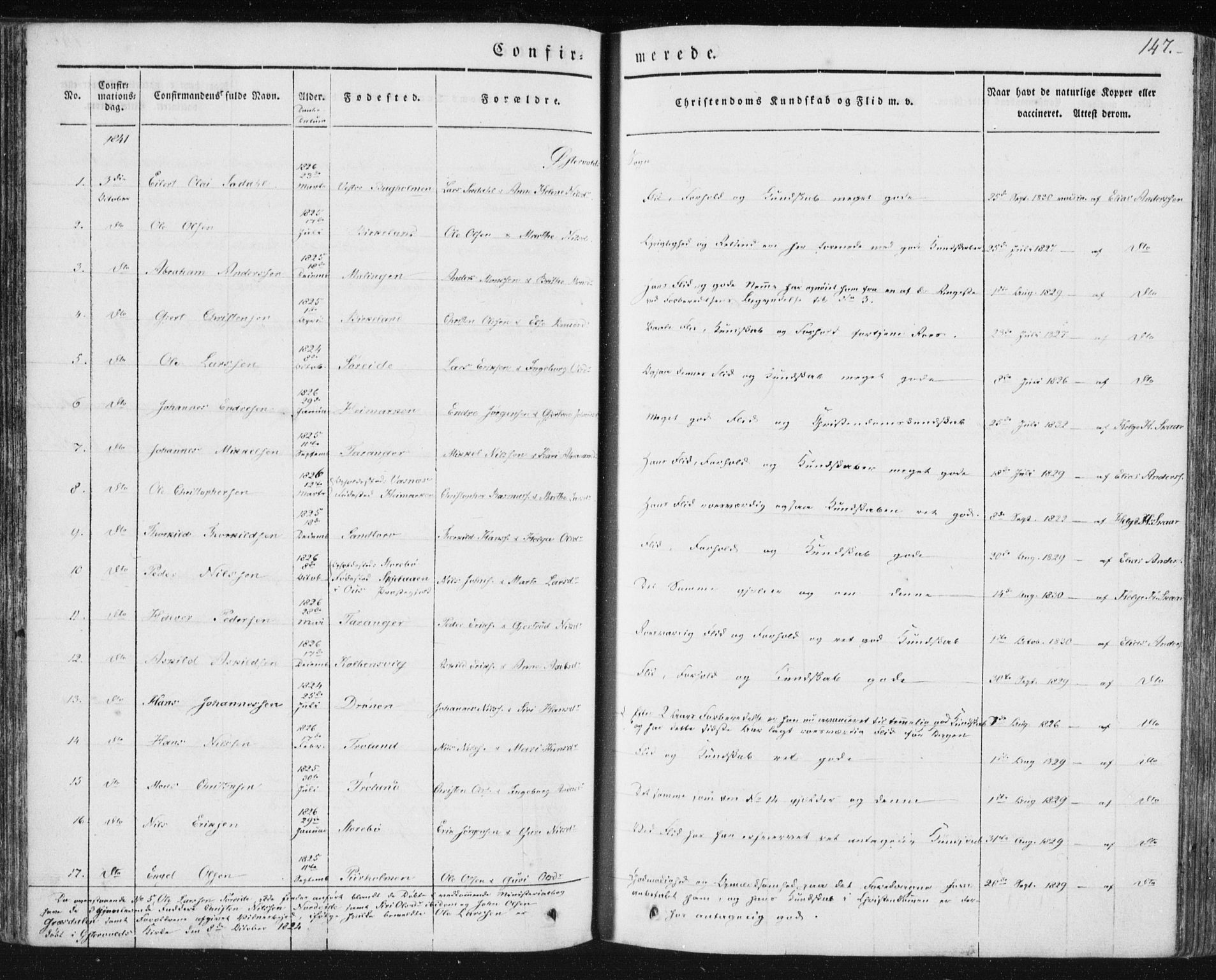 Sund sokneprestembete, SAB/A-99930: Parish register (official) no. A 13, 1835-1849, p. 147