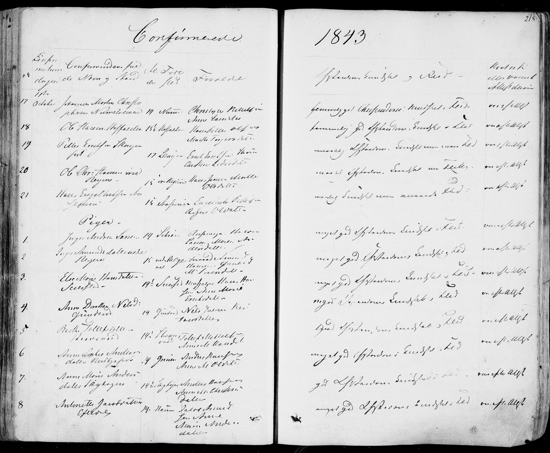 Hedrum kirkebøker, AV/SAKO-A-344/F/Fa/L0005: Parish register (official) no. I 5, 1835-1848, p. 218