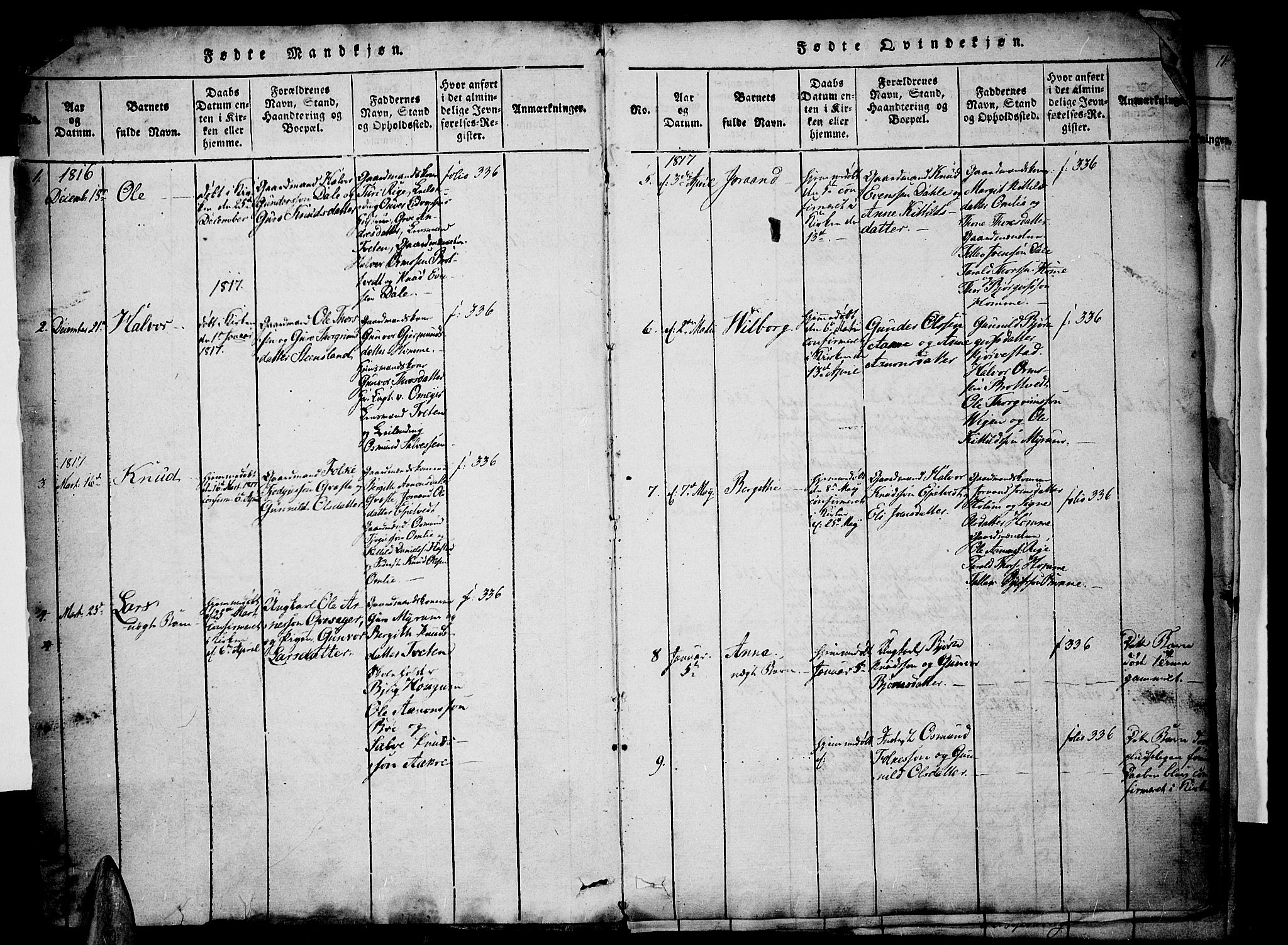 Valle sokneprestkontor, SAK/1111-0044/F/Fa/Fac/L0005: Parish register (official) no. A 5 /1, 1816-1831, p. 2