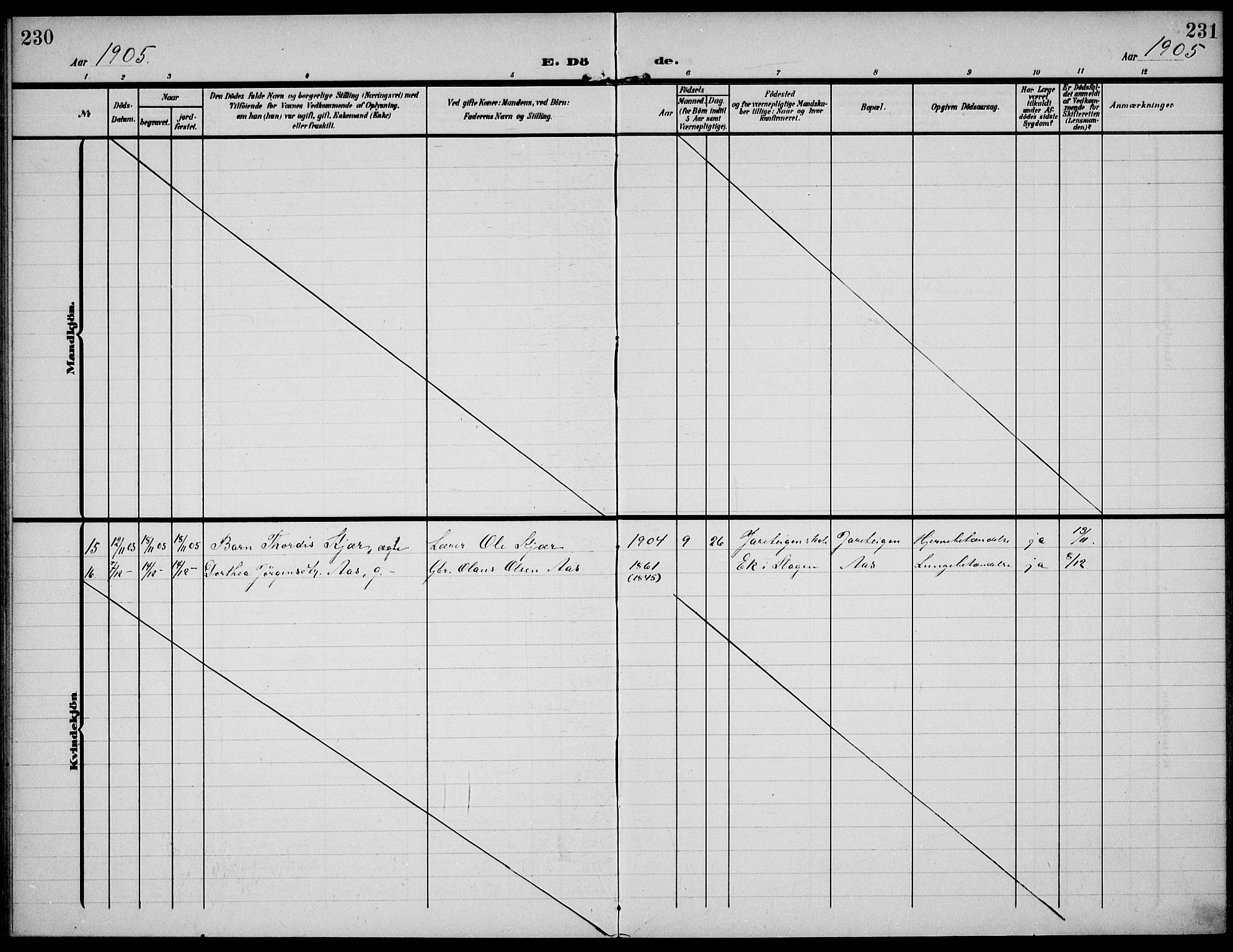 Sem kirkebøker, AV/SAKO-A-5/F/Fa/L0012: Parish register (official) no. I 12, 1905-1915, p. 230-231