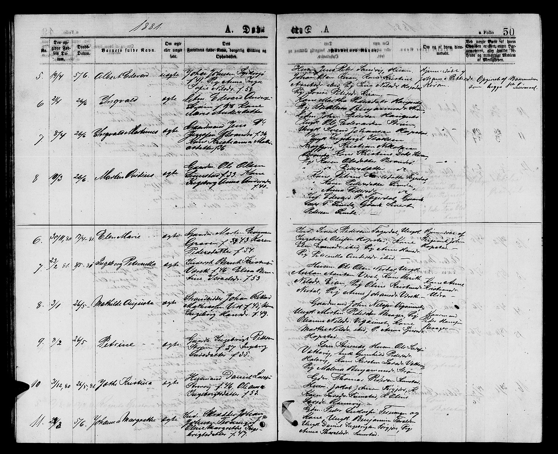 Ministerialprotokoller, klokkerbøker og fødselsregistre - Sør-Trøndelag, SAT/A-1456/657/L0715: Parish register (copy) no. 657C02, 1873-1888, p. 50