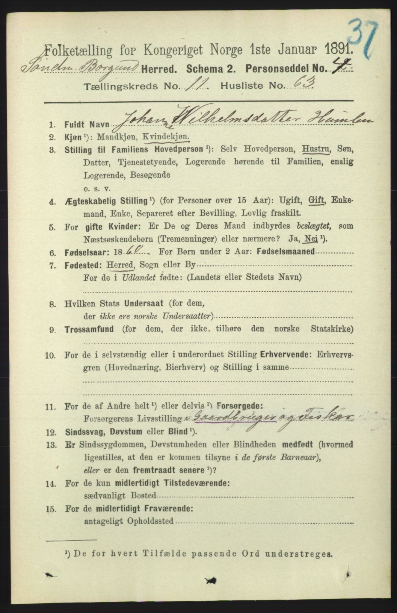 RA, 1891 census for 1531 Borgund, 1891, p. 3134
