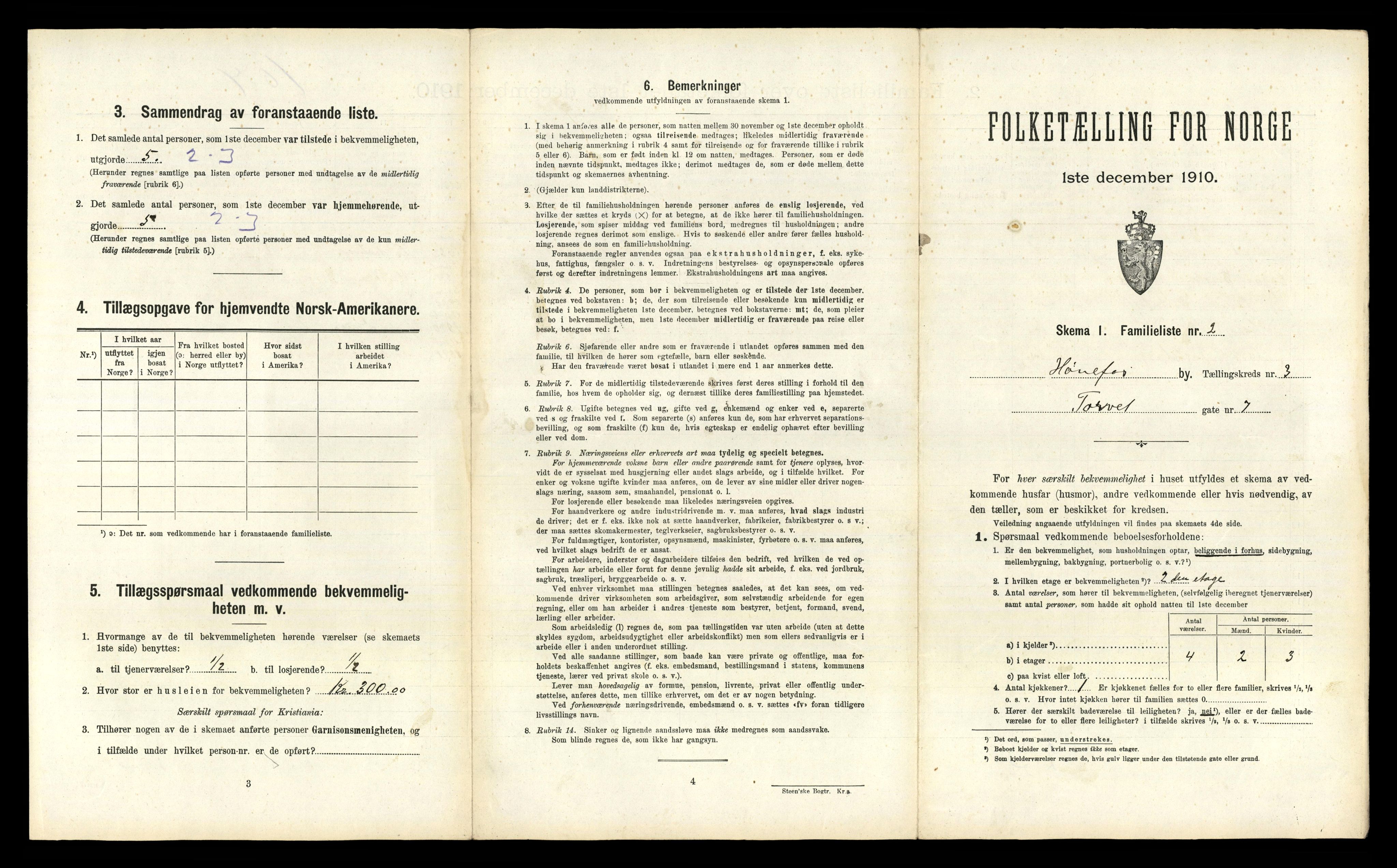 RA, 1910 census for Hønefoss, 1910, p. 727