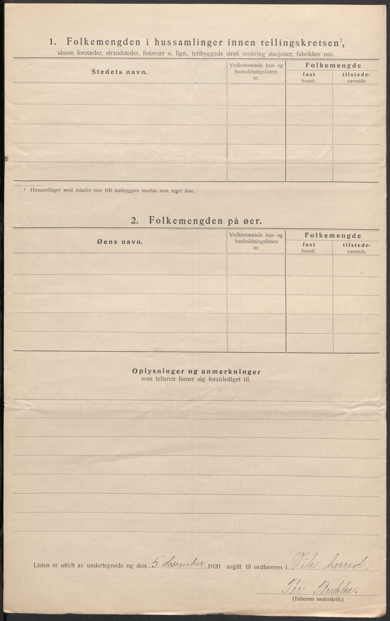 SAB, 1920 census for Vik, 1920, p. 29