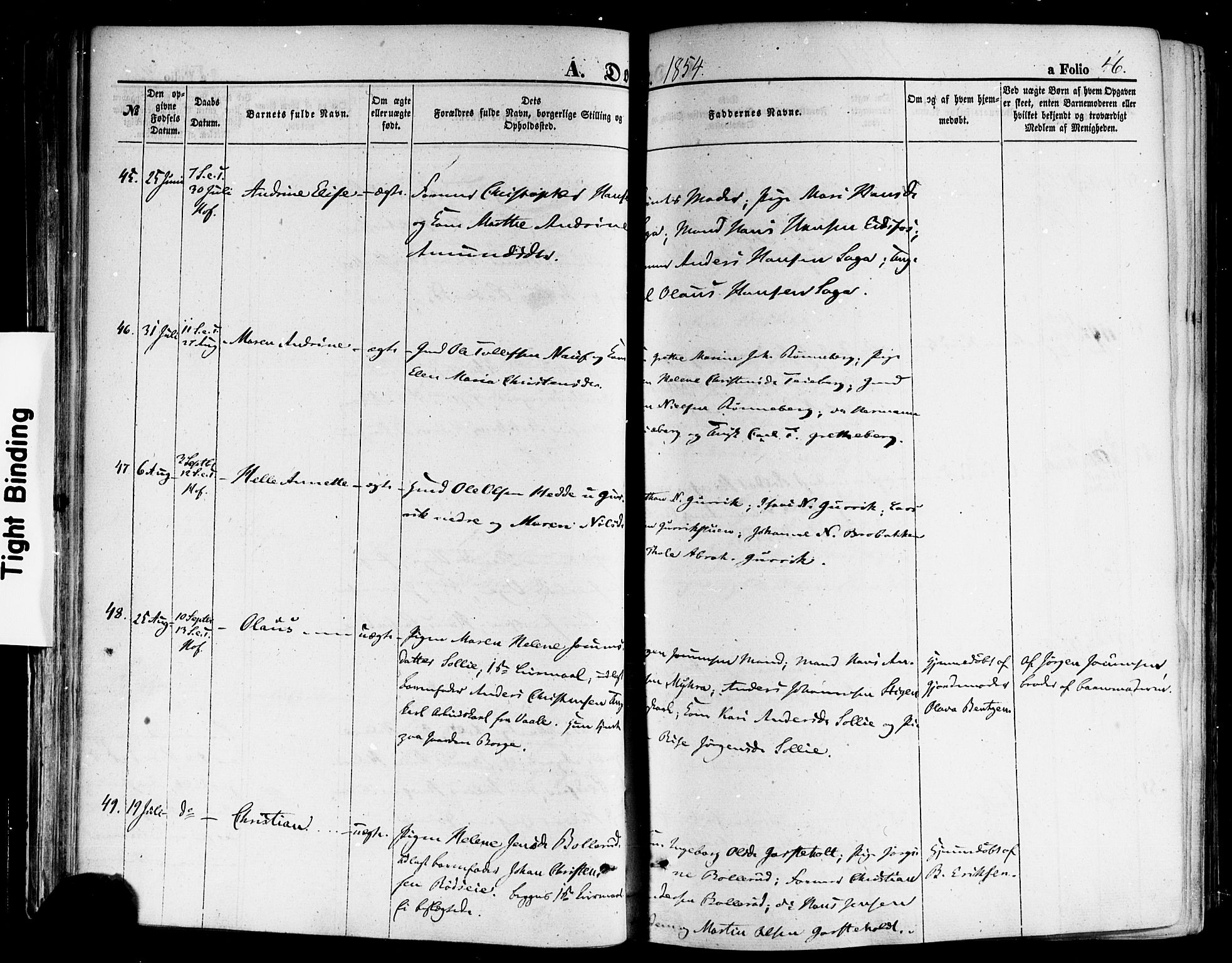 Hof kirkebøker, SAKO/A-64/F/Fa/L0006: Parish register (official) no. I 6, 1851-1877, p. 46