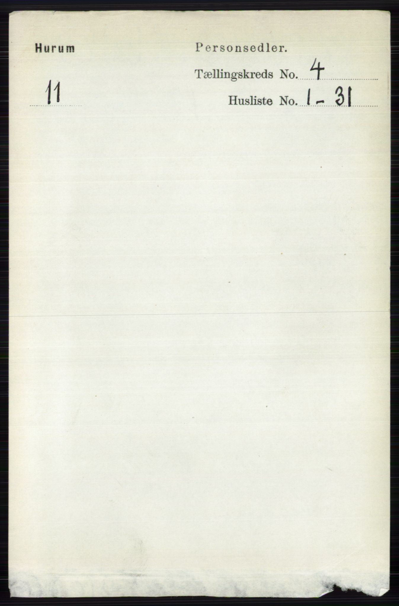 RA, 1891 census for 0628 Hurum, 1891, p. 1152