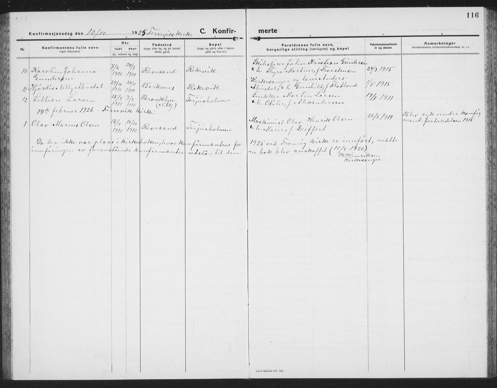 Tromøy sokneprestkontor, SAK/1111-0041/F/Fb/L0008: Parish register (copy) no. B 8, 1925-1938, p. 116