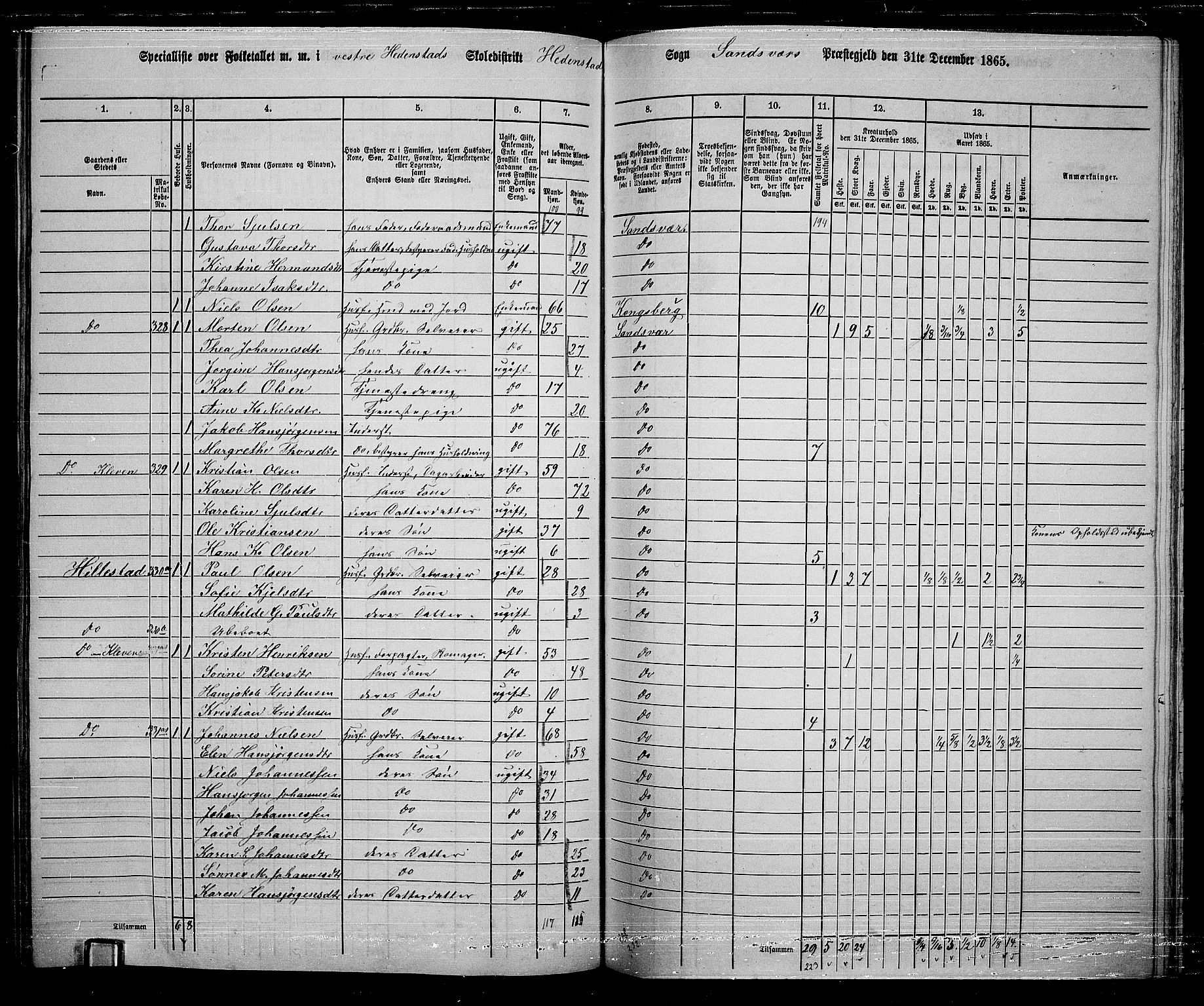 RA, 1865 census for Sandsvær, 1865, p. 126