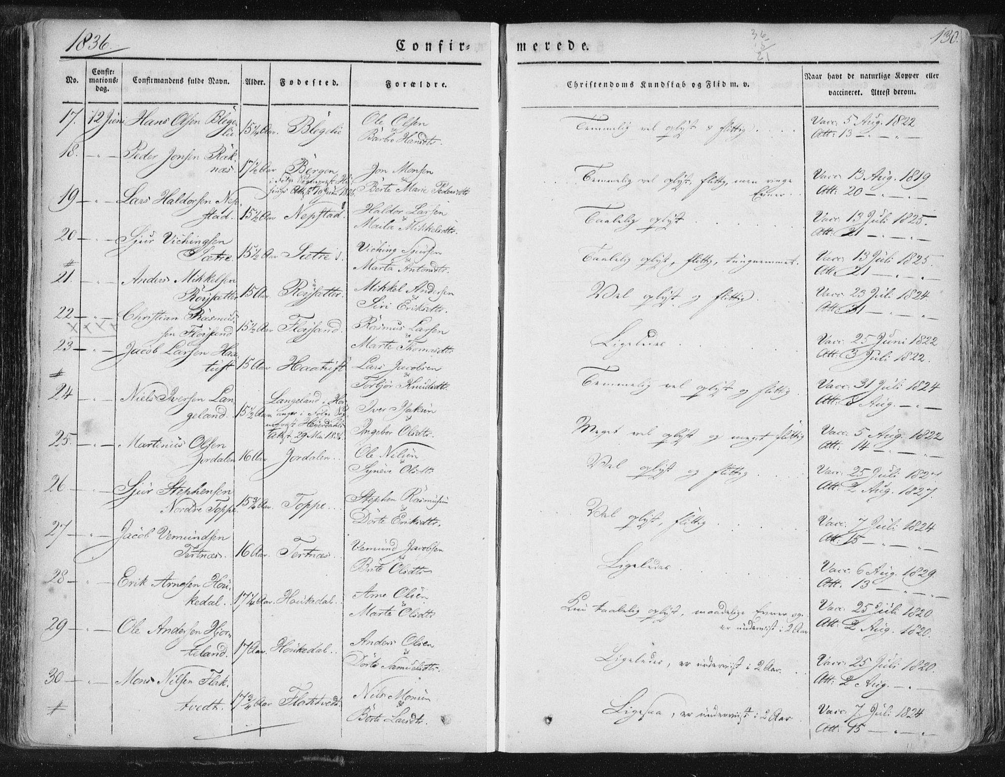 Hamre sokneprestembete, SAB/A-75501/H/Ha/Haa/Haaa/L0012: Parish register (official) no. A 12, 1834-1845, p. 130