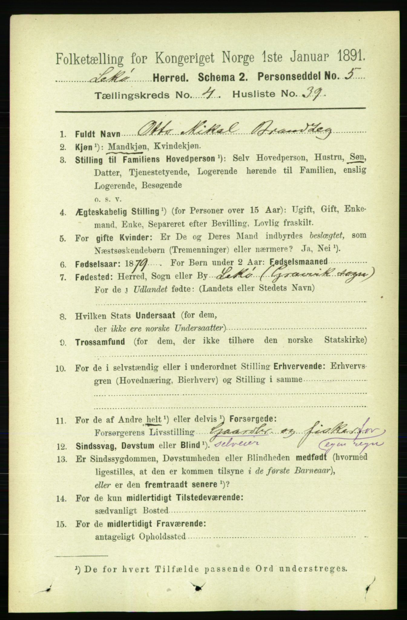 RA, 1891 census for 1755 Leka, 1891, p. 2171