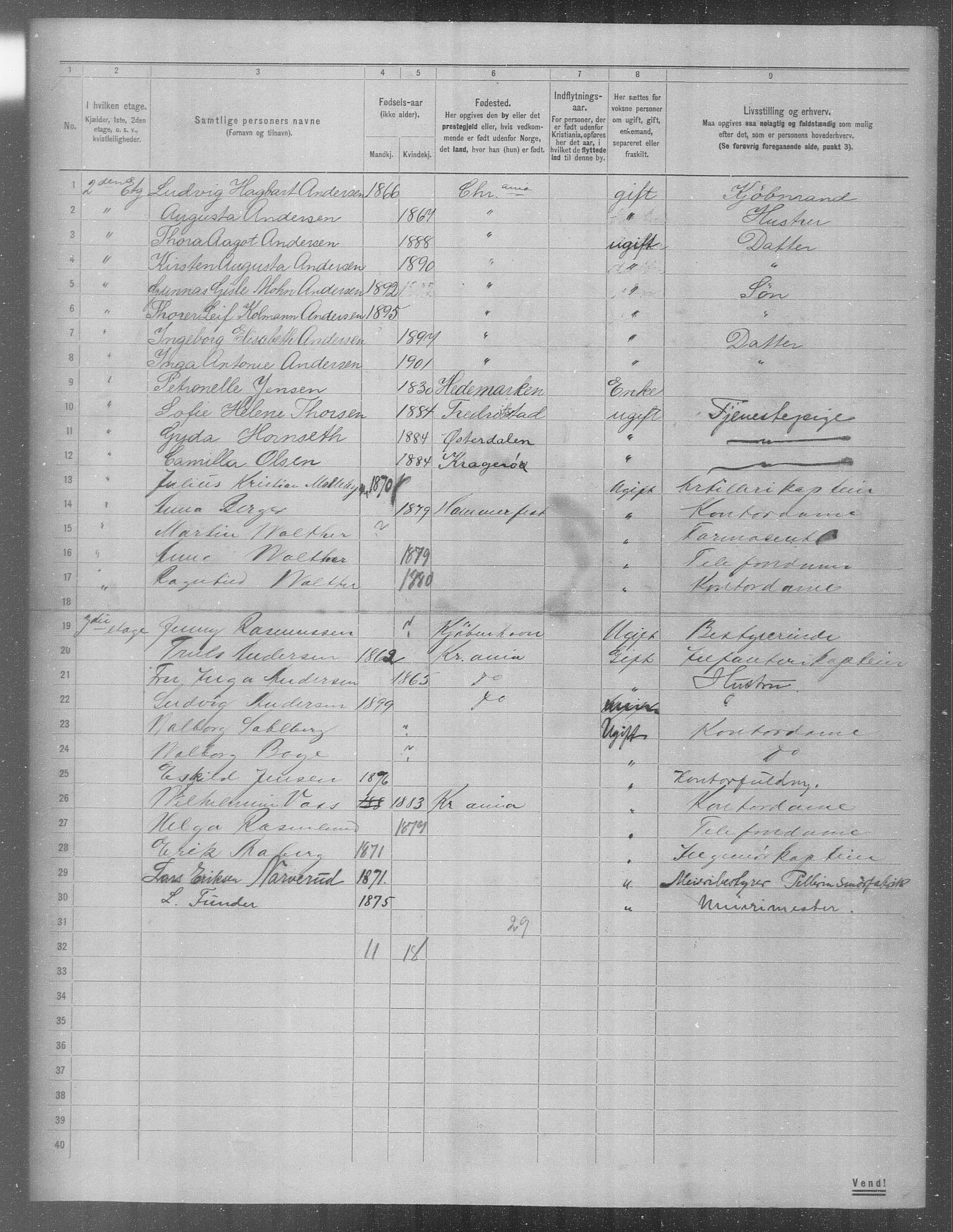 OBA, Municipal Census 1904 for Kristiania, 1904, p. 3778