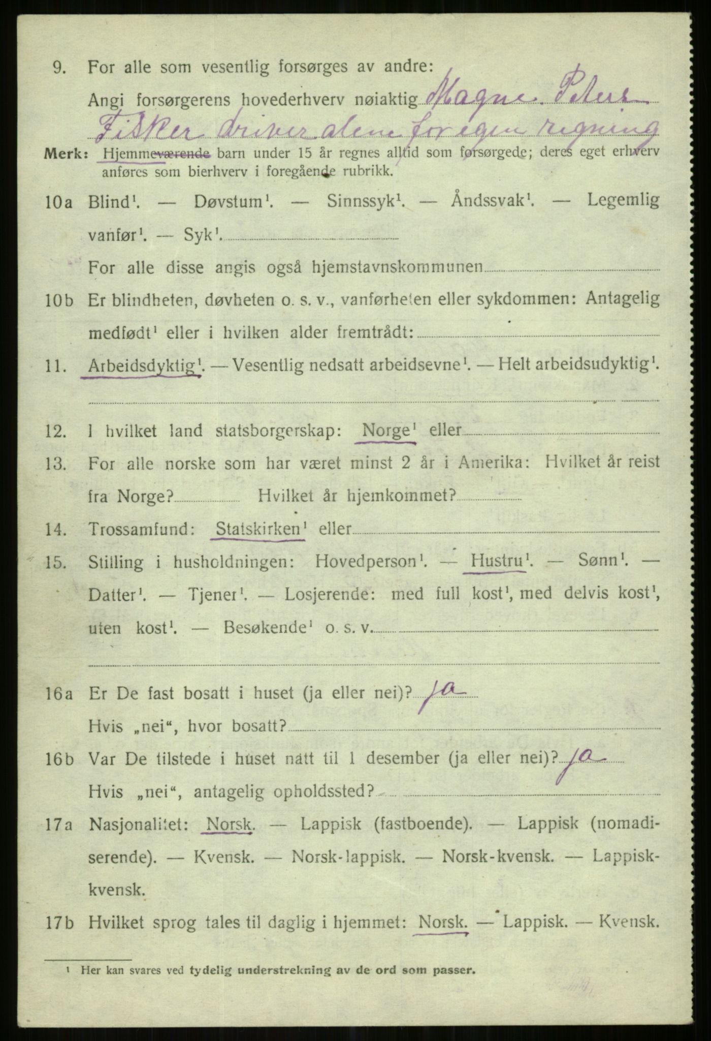 SATØ, 1920 census for Karlsøy, 1920, p. 2155