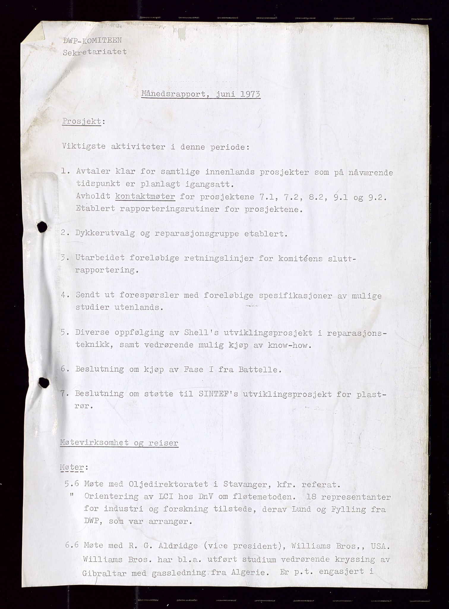 Industridepartementet, Oljekontoret, AV/SAST-A-101348/Di/L0001: DWP, møter juni - november, komiteemøter nr. 19 - 26, 1973-1974, p. 491