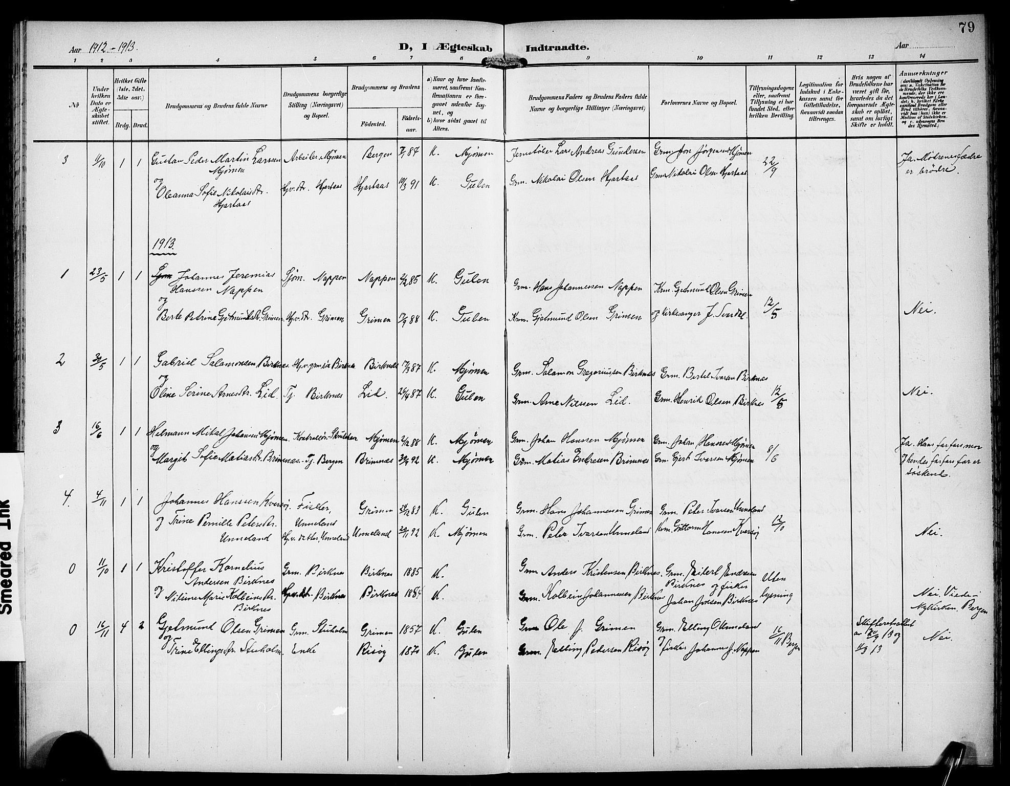 Gulen sokneprestembete, AV/SAB-A-80201/H/Hab/Habd/L0001: Parish register (copy) no. D 1, 1901-1924, p. 79