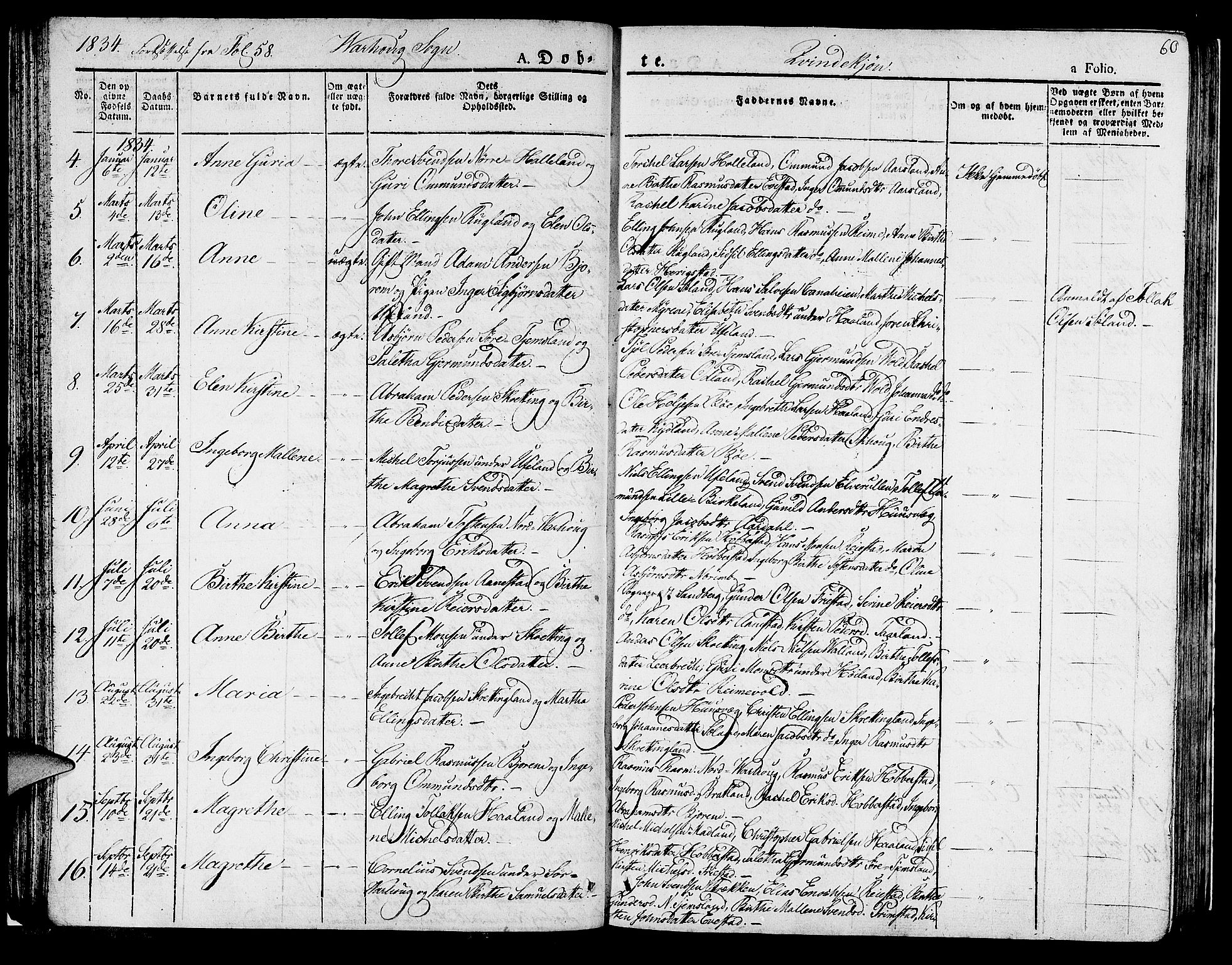 Hå sokneprestkontor, AV/SAST-A-101801/001/30BA/L0004: Parish register (official) no. A 4.1 /2, 1826-1841, p. 60