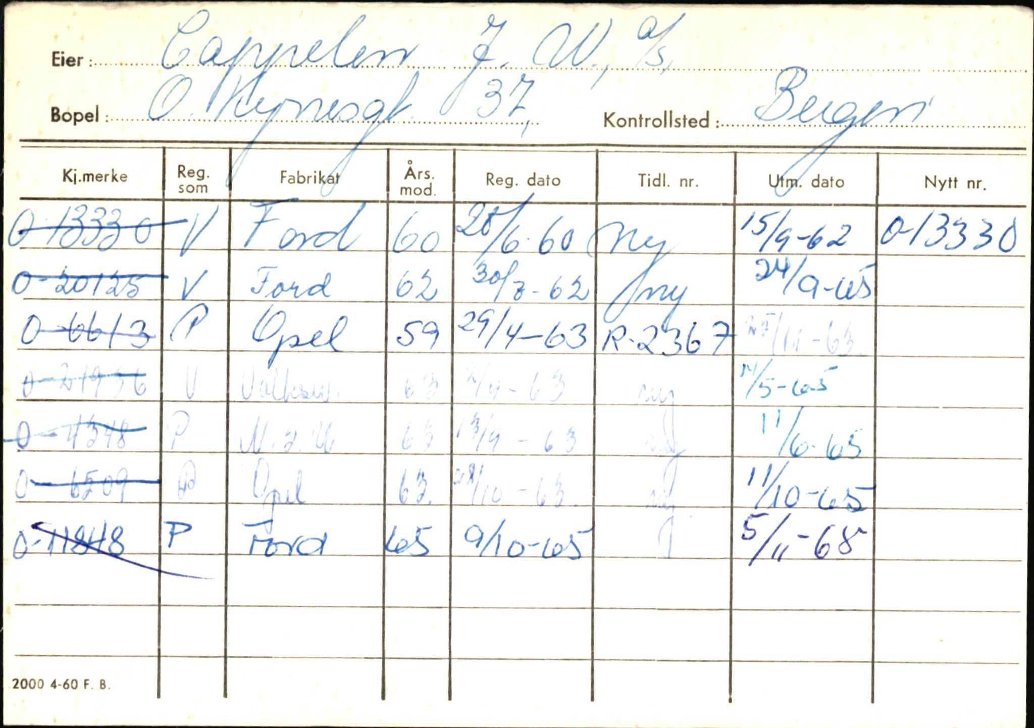 Statens vegvesen, Hordaland vegkontor, AV/SAB-A-5201/2/Hb/L0006: O-eierkort C-D, 1920-1971, p. 6