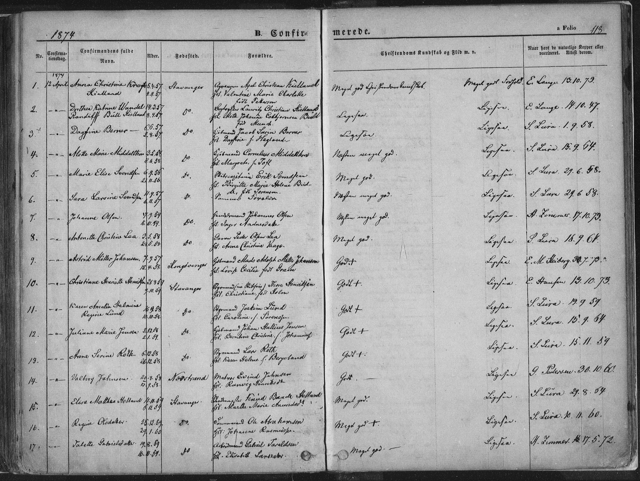 Domkirken sokneprestkontor, SAST/A-101812/001/30/30BA/L0018: Parish register (official) no. A 17, 1857-1877, p. 118