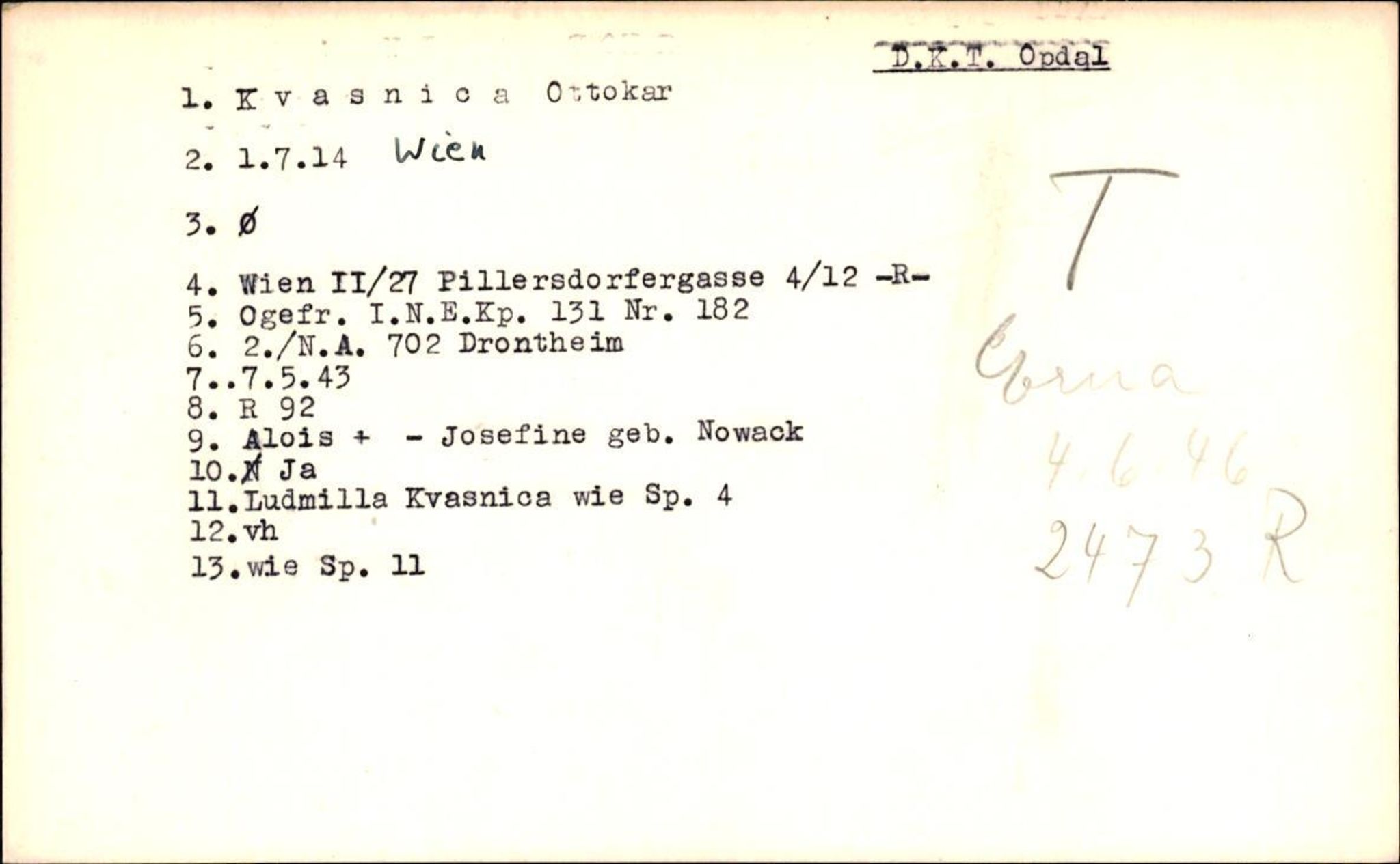 Hjemsendte tyskere , AV/RA-RAFA-6487/D/Db/L0017: Küchler-Liedkte, 1945-1947, p. 431