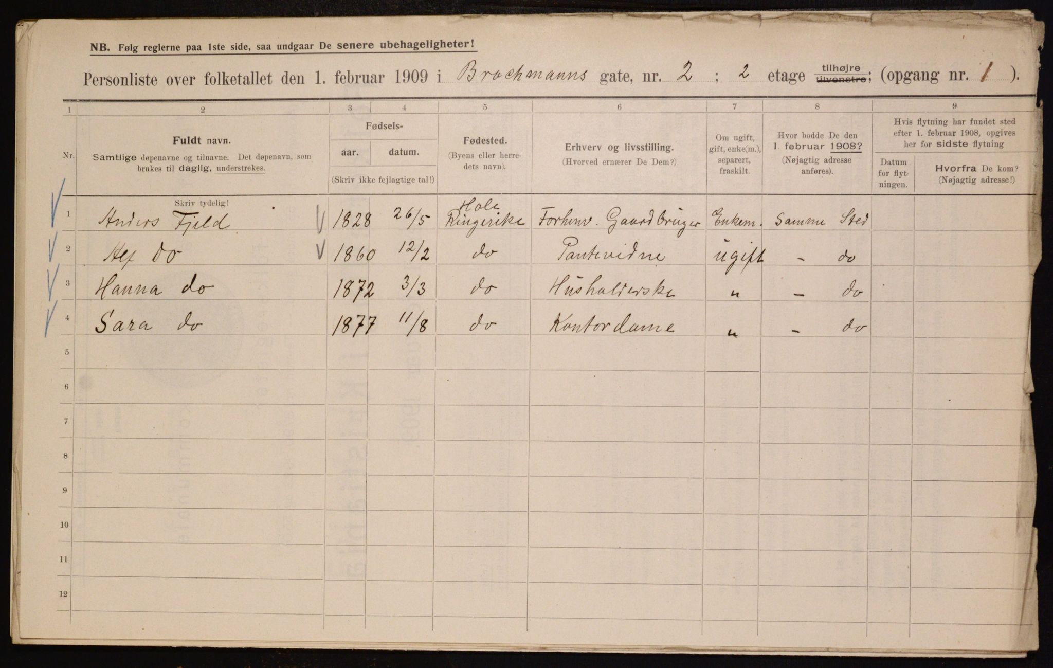 OBA, Municipal Census 1909 for Kristiania, 1909, p. 8974