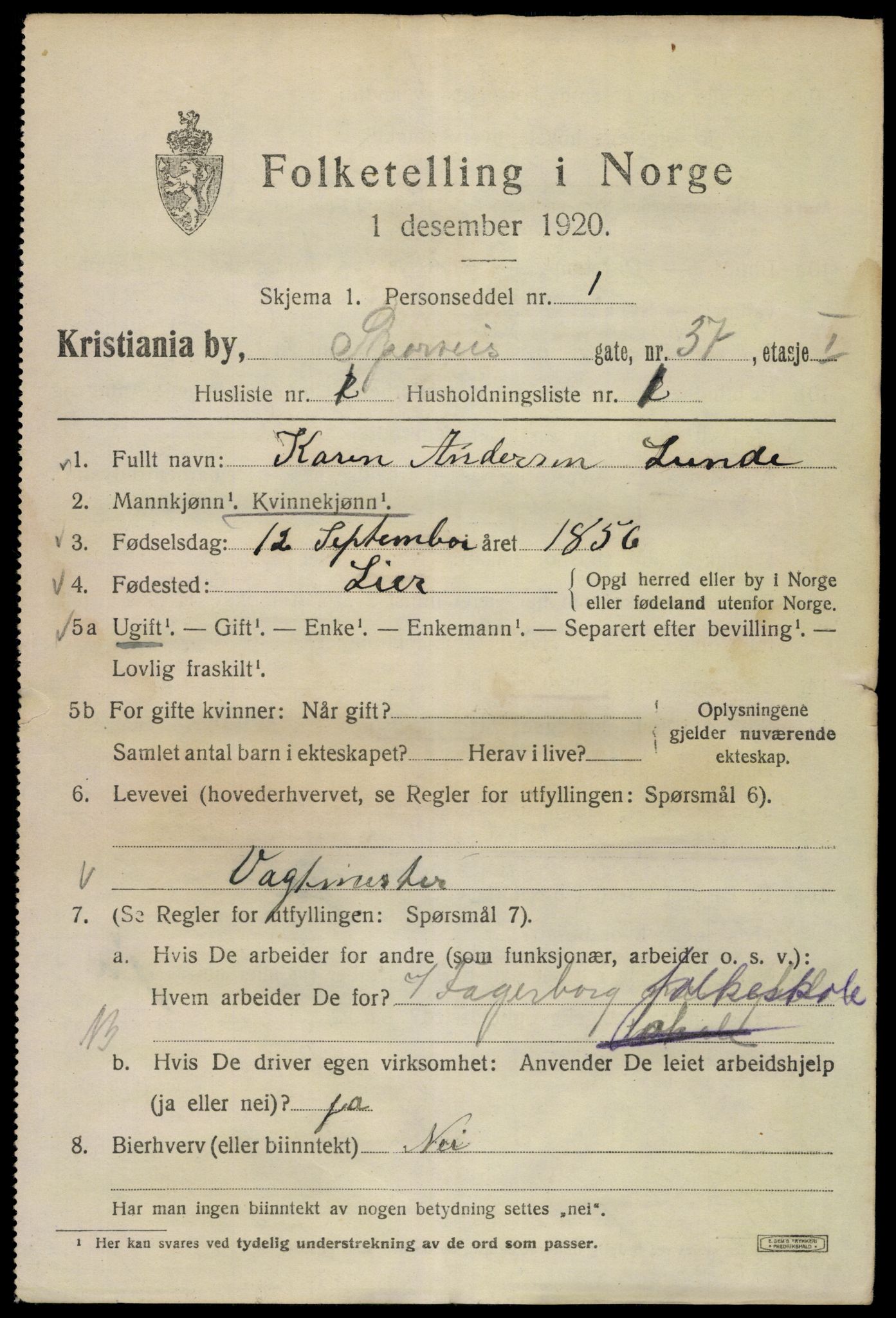 SAO, 1920 census for Kristiania, 1920, p. 532513