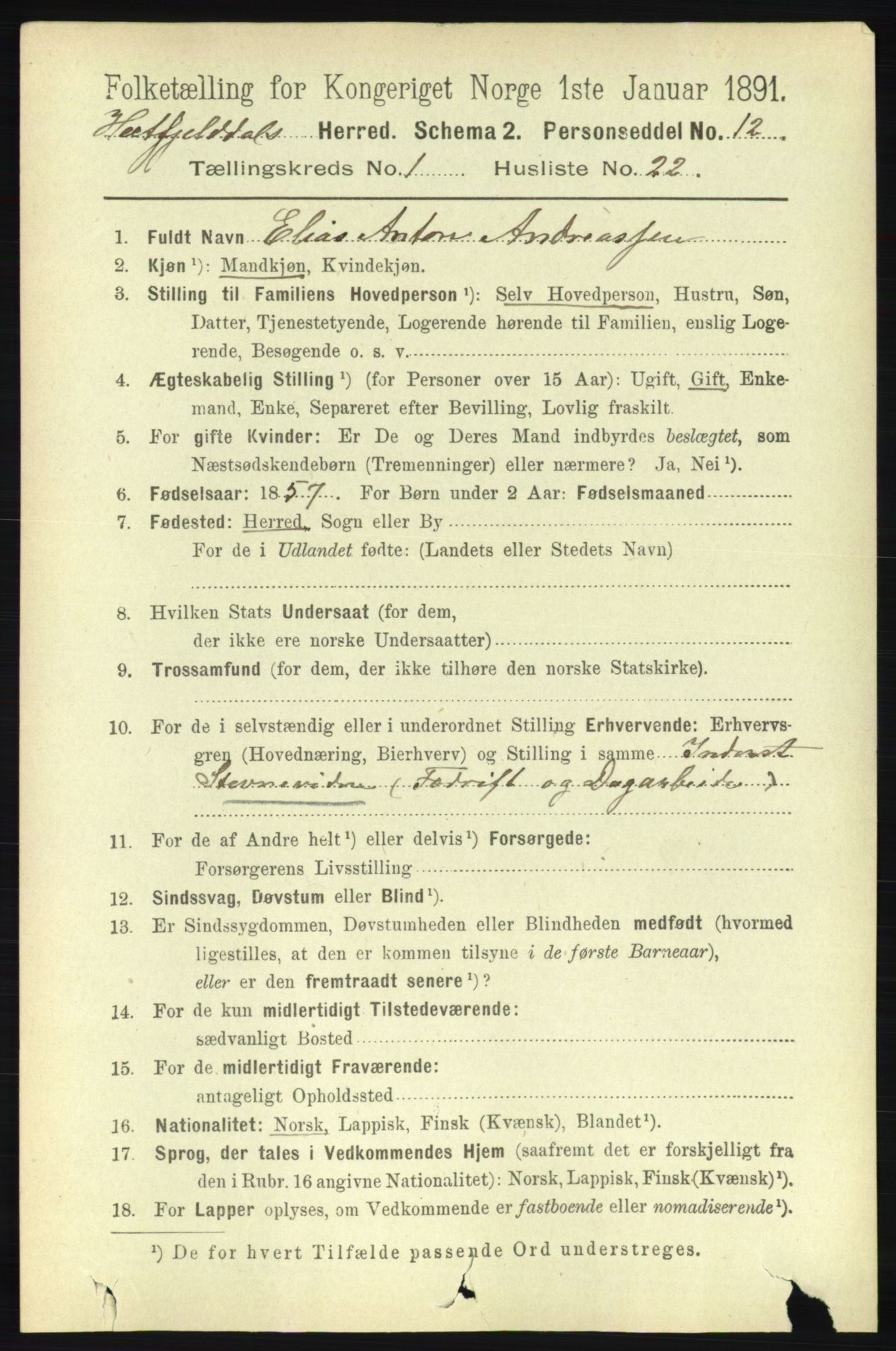 RA, 1891 census for 1826 Hattfjelldal, 1891, p. 245