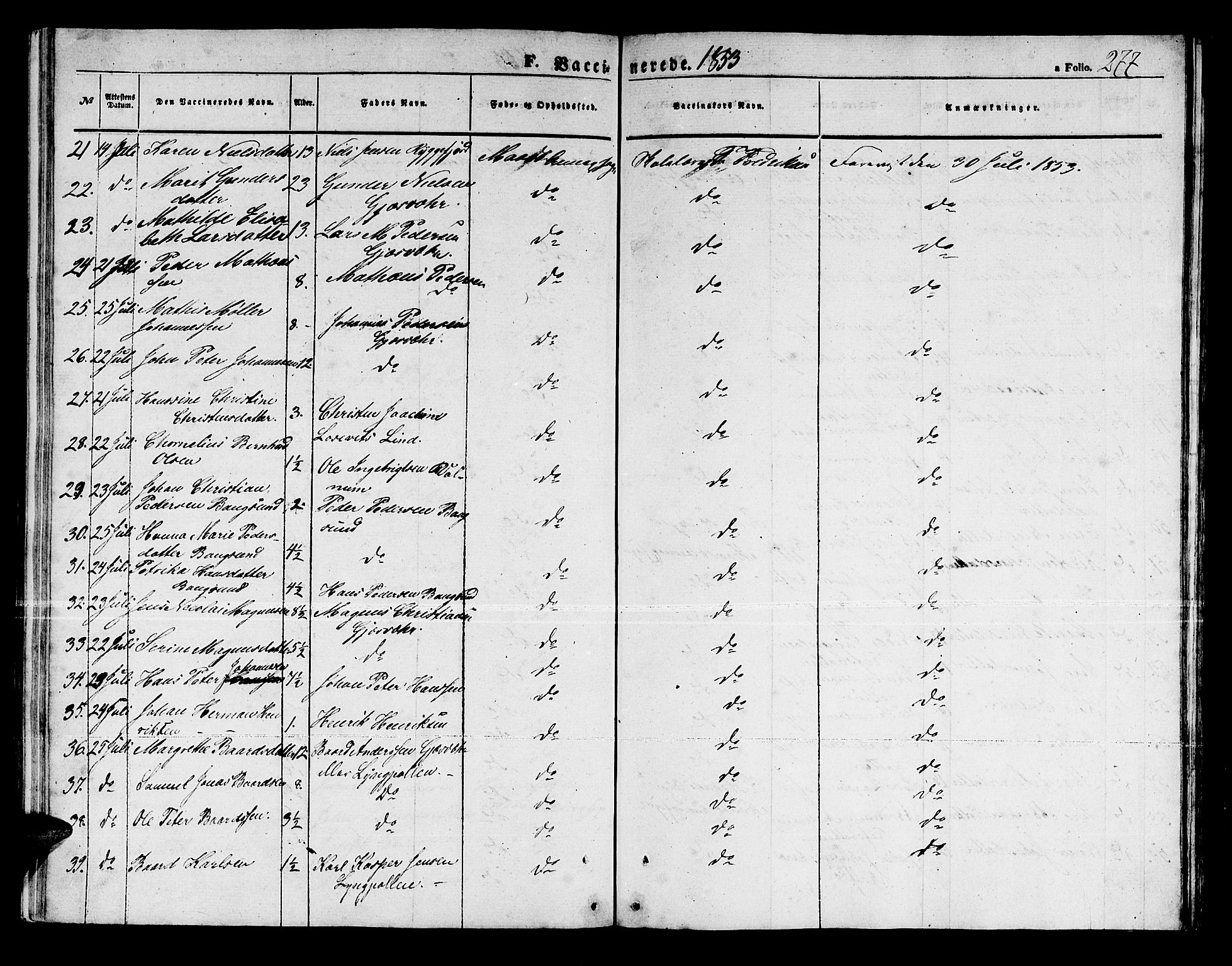 Måsøy sokneprestkontor, AV/SATØ-S-1348/H/Hb/L0001klokker: Parish register (copy) no. 1, 1852-1877, p. 277