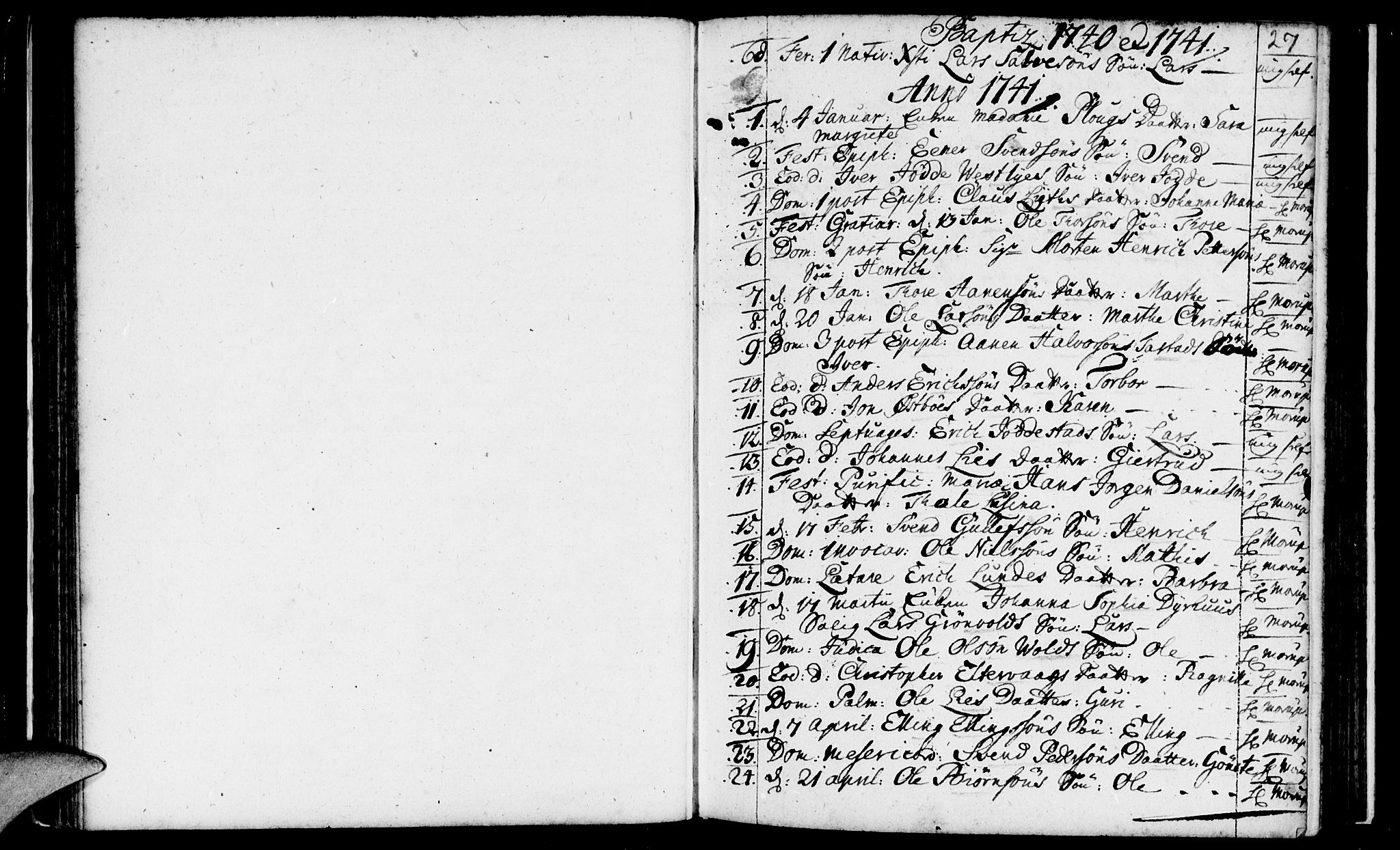 Domkirken sokneprestkontor, AV/SAST-A-101812/001/30/30BA/L0003: Parish register (official) no. A 3 /1, 1738-1760, p. 27