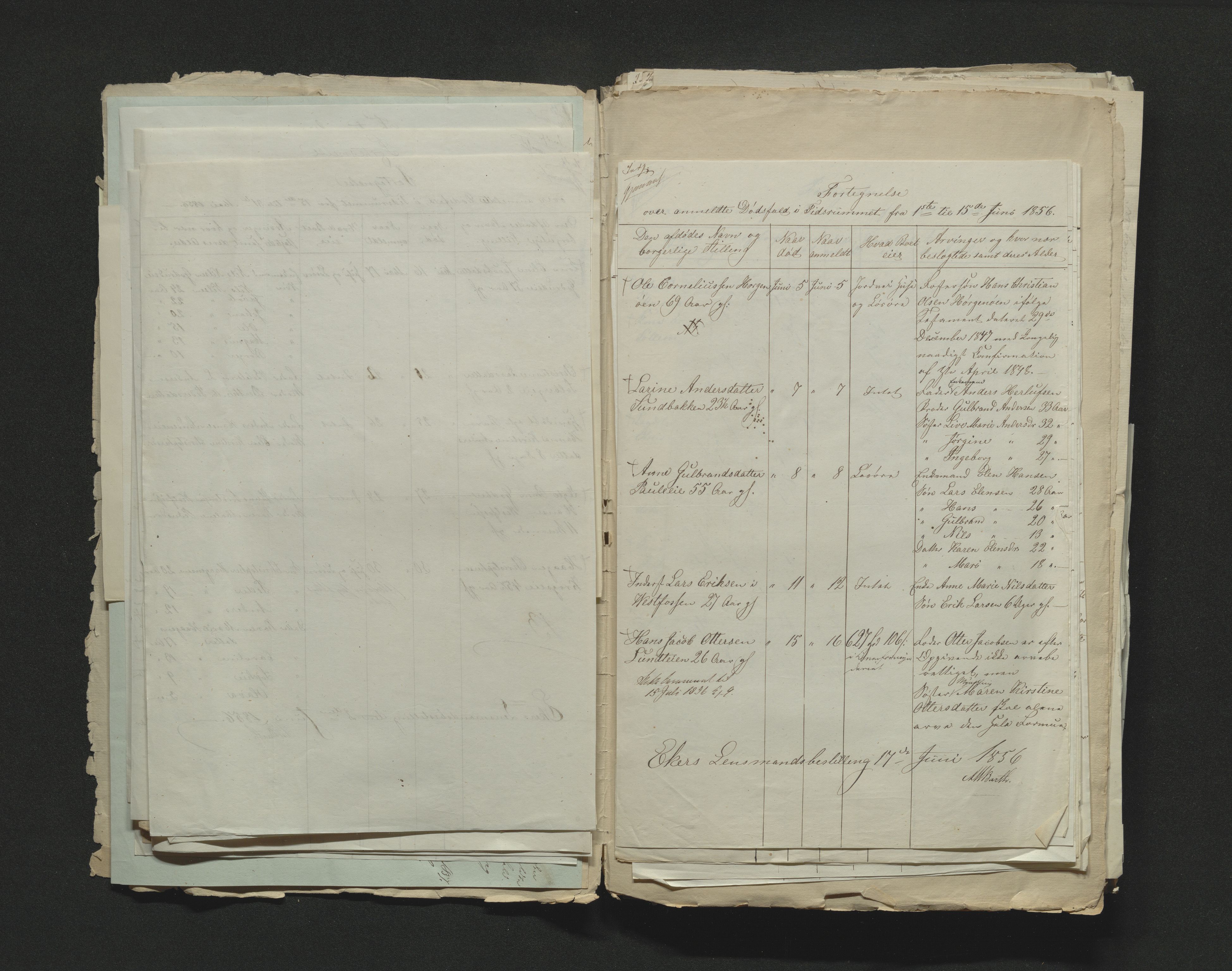 Eiker, Modum og Sigdal sorenskriveri, AV/SAKO-A-123/H/Ha/Hab/L0009: Dødsfallsmeldinger, 1854-1857, p. 282