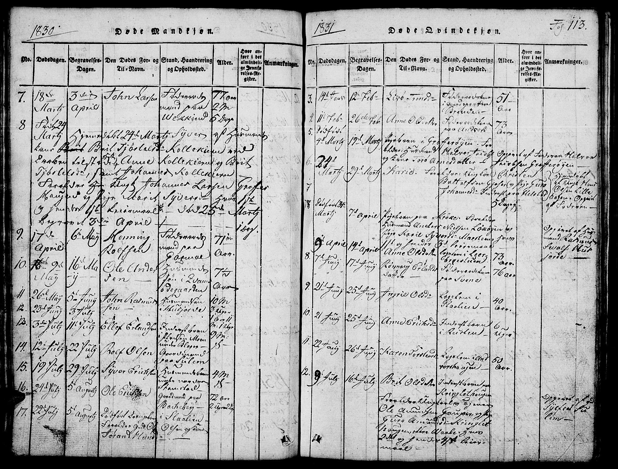 Lom prestekontor, SAH/PREST-070/L/L0001: Parish register (copy) no. 1, 1815-1836, p. 113