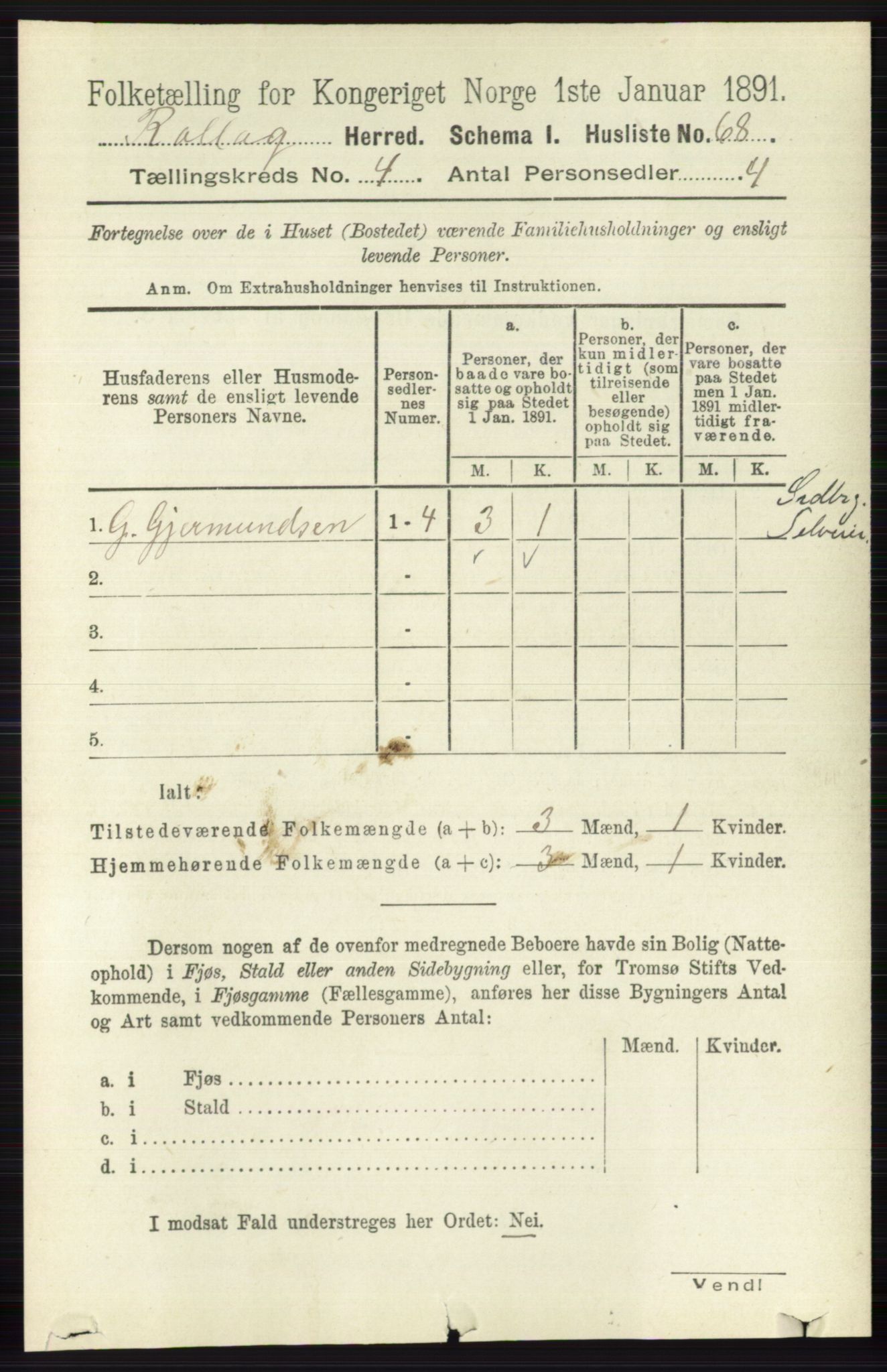 RA, 1891 census for 0632 Rollag, 1891, p. 1277