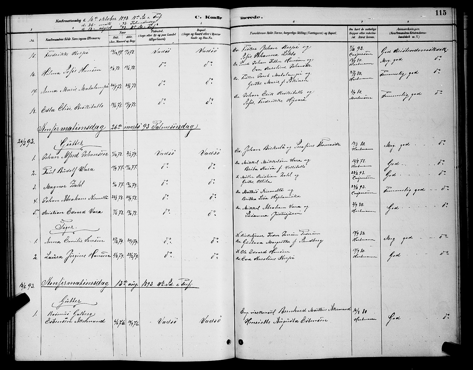 Vadsø sokneprestkontor, AV/SATØ-S-1325/H/Hb/L0004klokker: Parish register (copy) no. 4, 1885-1895, p. 115