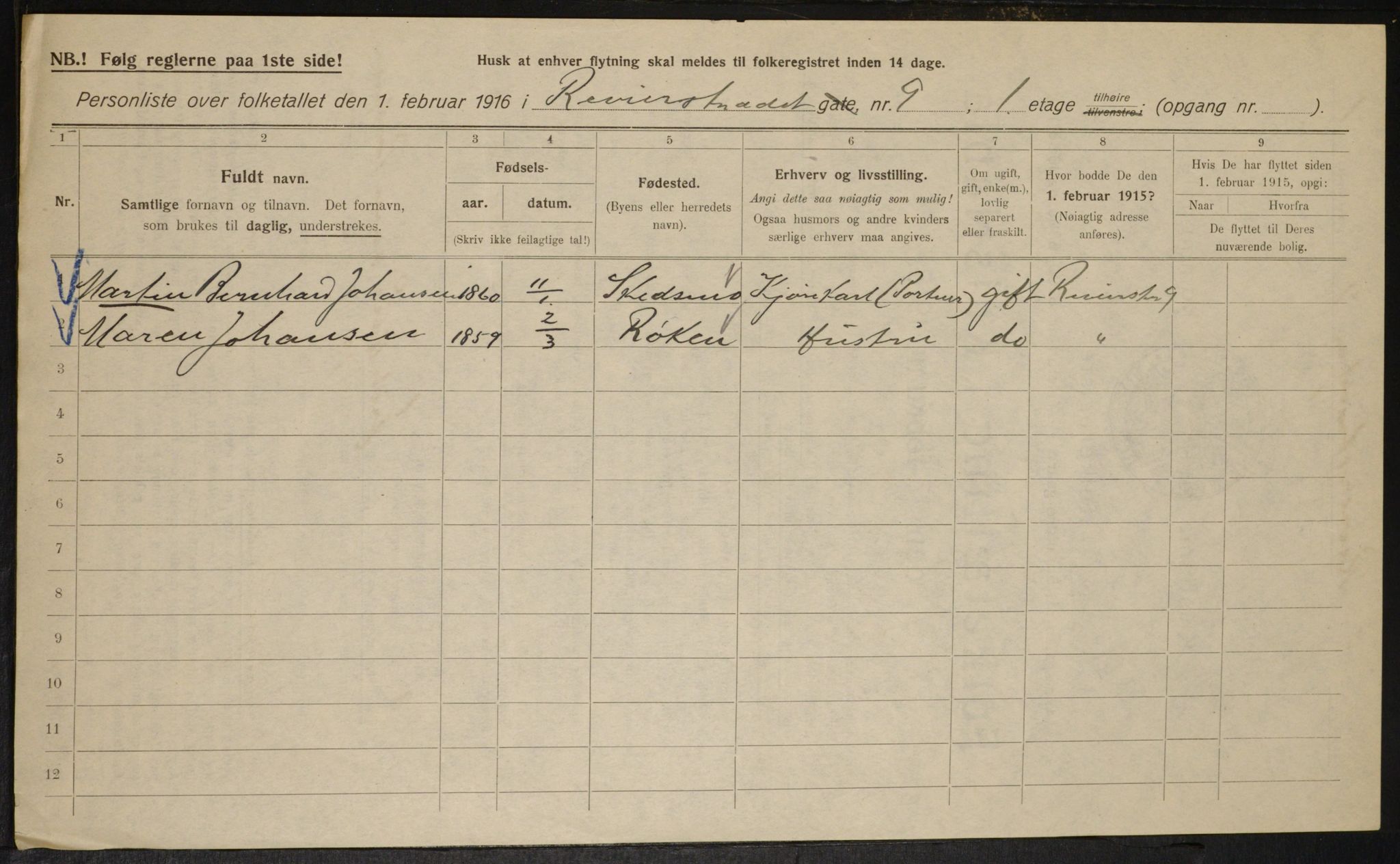 OBA, Municipal Census 1916 for Kristiania, 1916, p. 85085