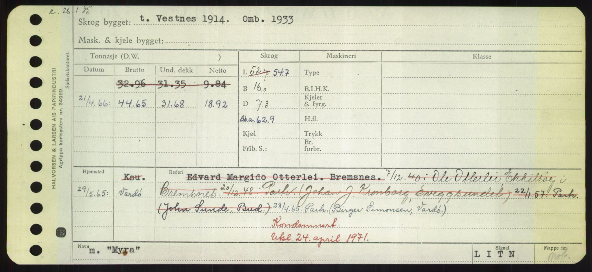 Sjøfartsdirektoratet med forløpere, Skipsmålingen, AV/RA-S-1627/H/Hd/L0025: Fartøy, Min-Mås, p. 417