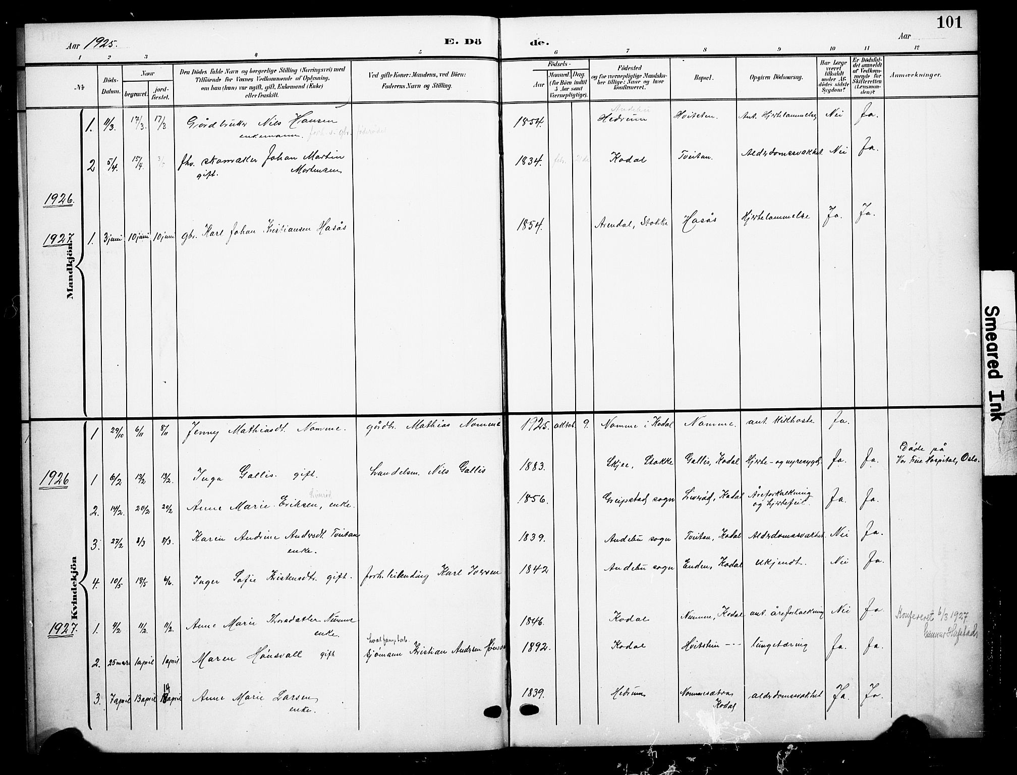 Andebu kirkebøker, AV/SAKO-A-336/G/Gc/L0001: Parish register (copy) no. III 1, 1901-1930, p. 101
